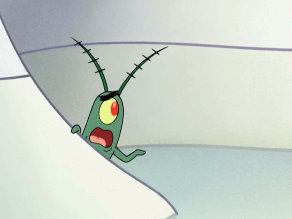plankton, green cartoon character, stitched antennae, SD Desktop Wallpaper