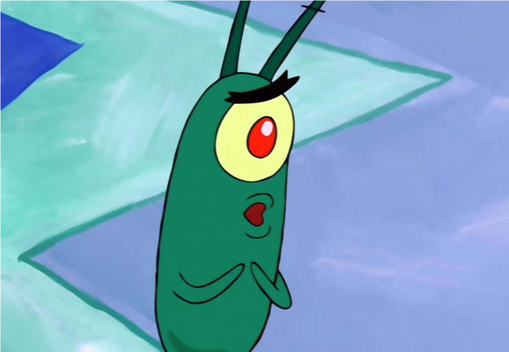 plankton, green one-eyed cartoon character, antennae, SD Desktop Wallpaper