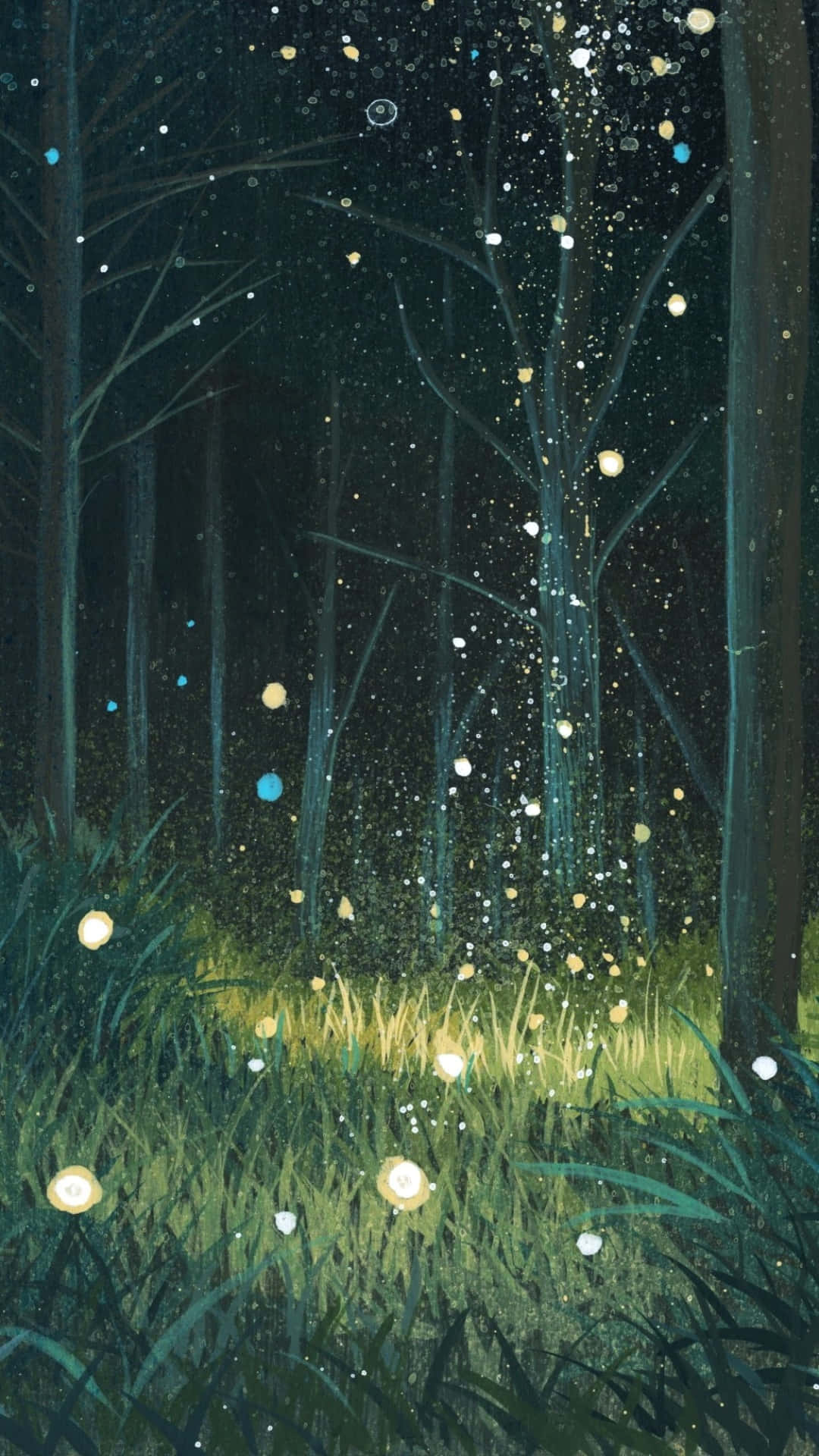 Plant Phone, magical forest, night, Full HD Phone Wallpaper