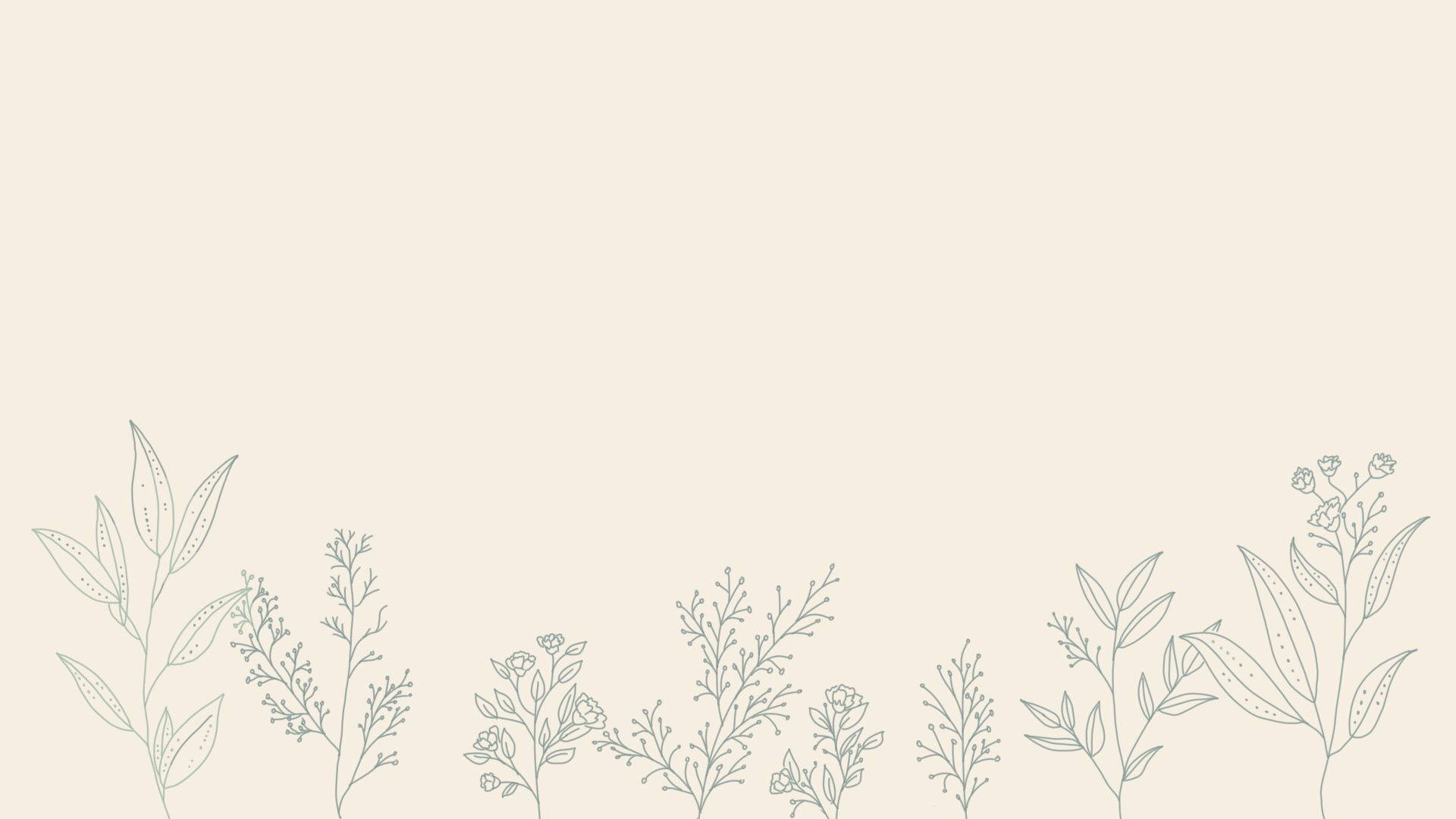 minimalist beige background, soft gray, delicate line-drawn botanicals, Full HD Desktop Wallpaper