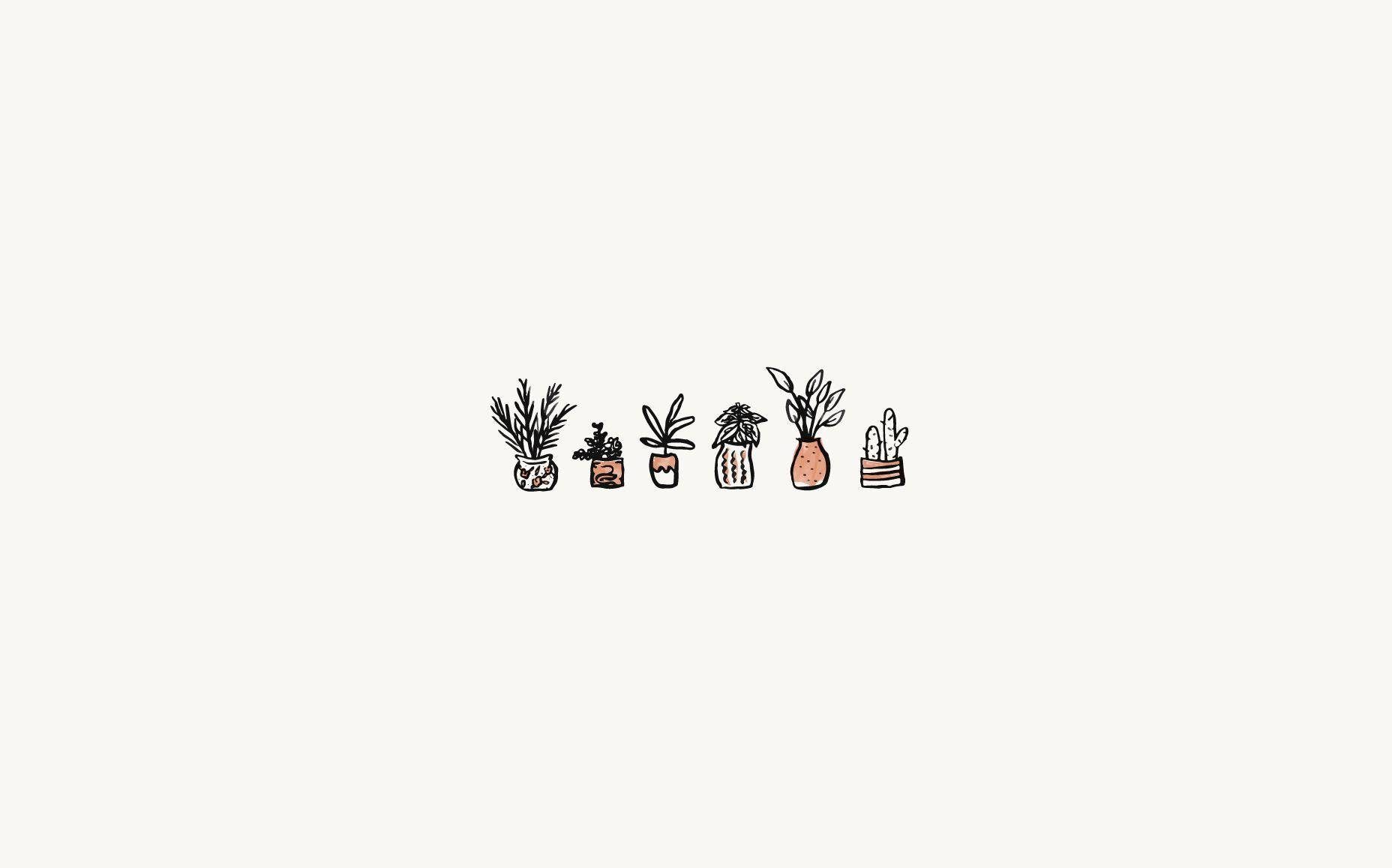 minimal aesthetic, desktop houseplants, hand-drawn, HD Desktop Wallpaper