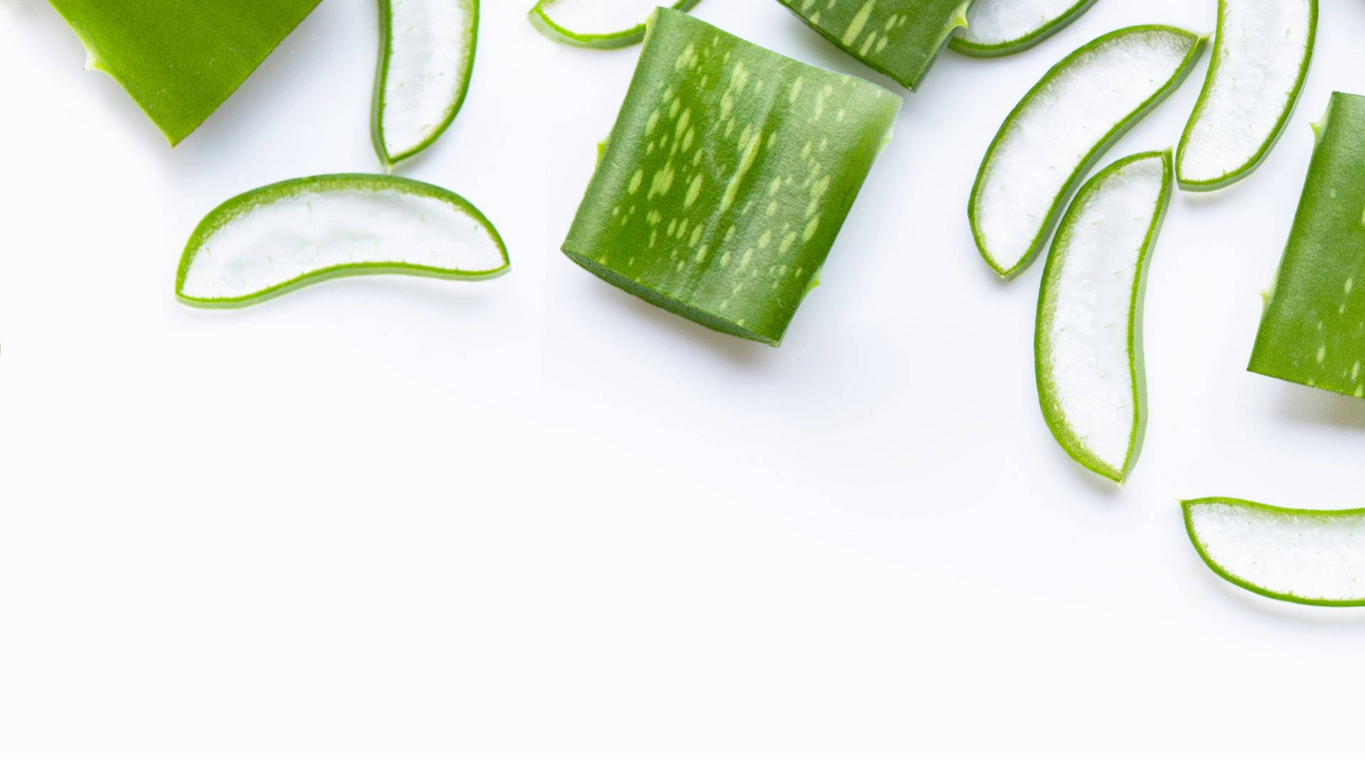 aloe vera slices, gelous interiors, white background, Full HD Desktop Wallpaper