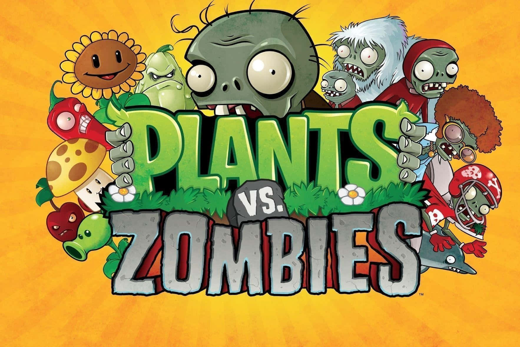 Plants Vs Zombies, cartoon plants, zombies, HD Desktop Wallpaper