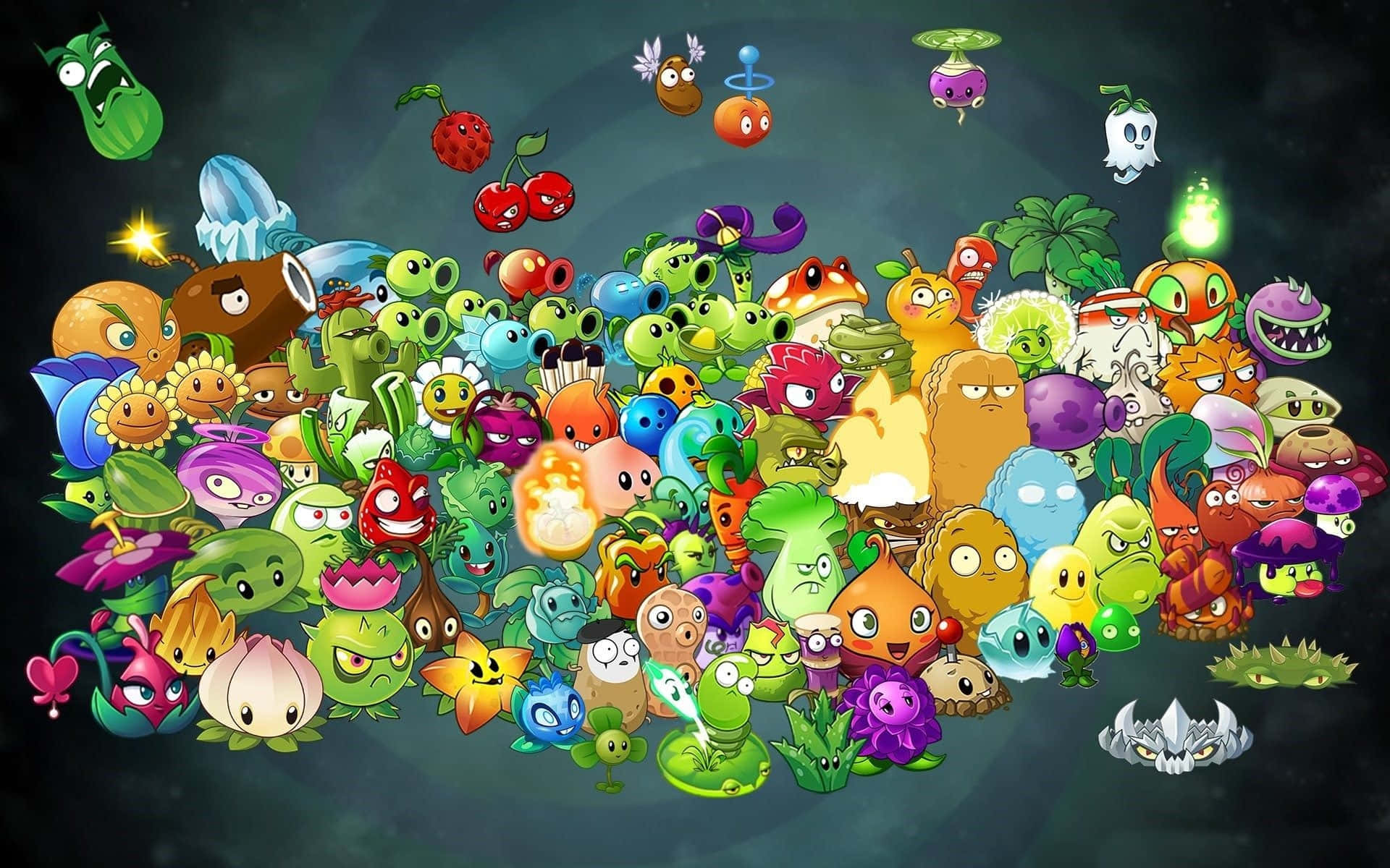 Plants vs. Zombies, colorful cartoon plants, zombies, Full HD Desktop Wallpaper