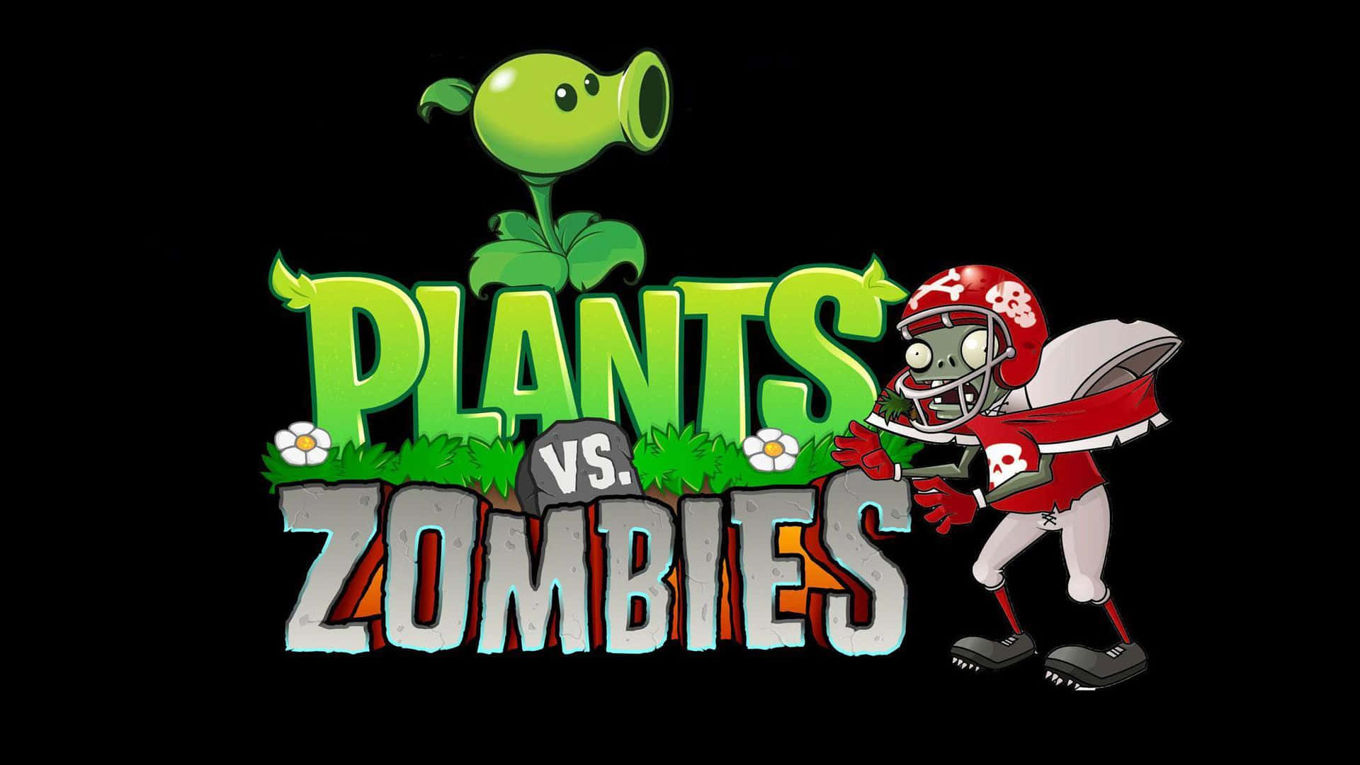 Plants Vs Zombies, pea shooter plant, football zombie, Full HD Desktop Wallpaper