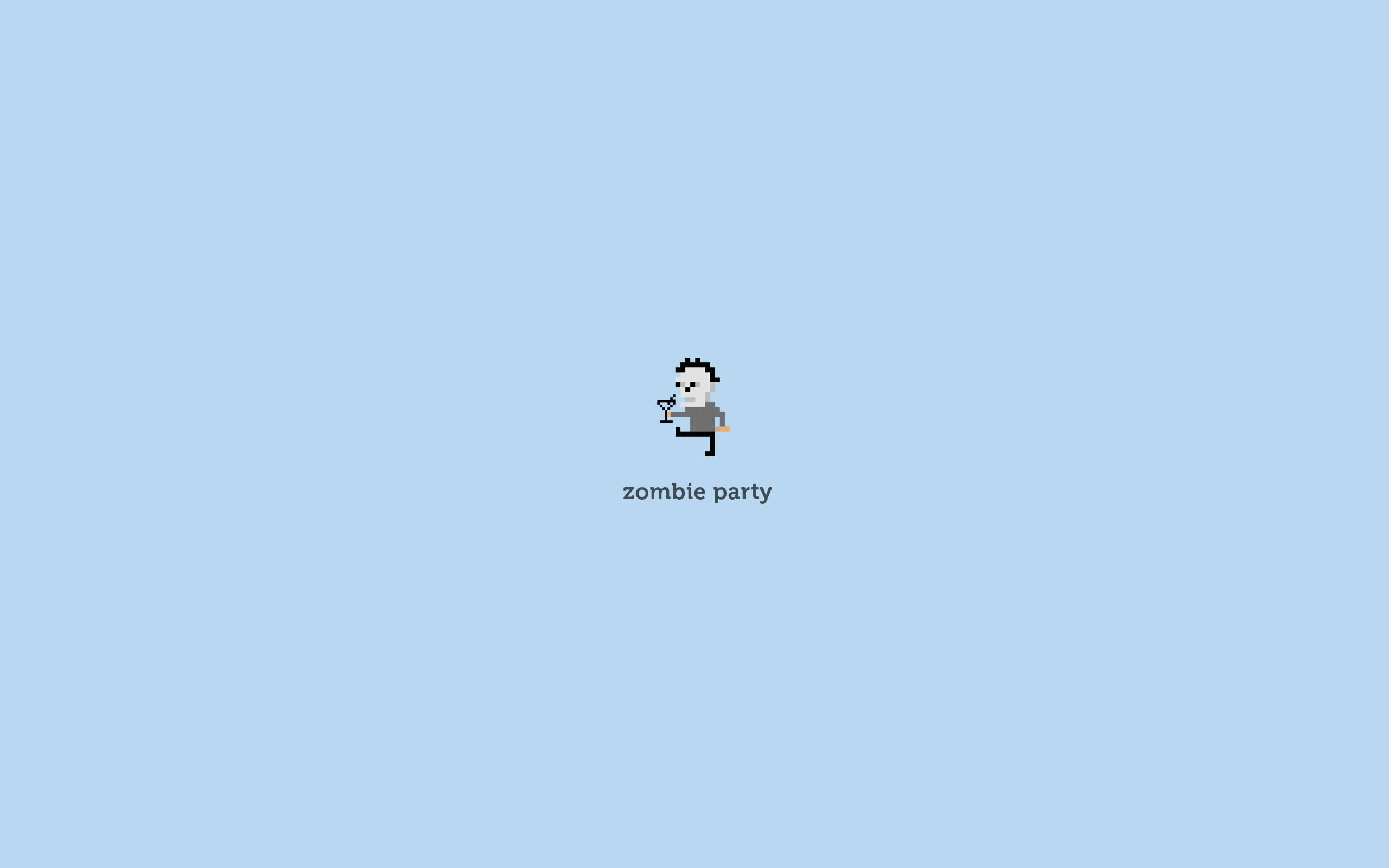 tiny zombie, minimalist landscape, pixelated zombie character, 2K Desktop Wallpaper