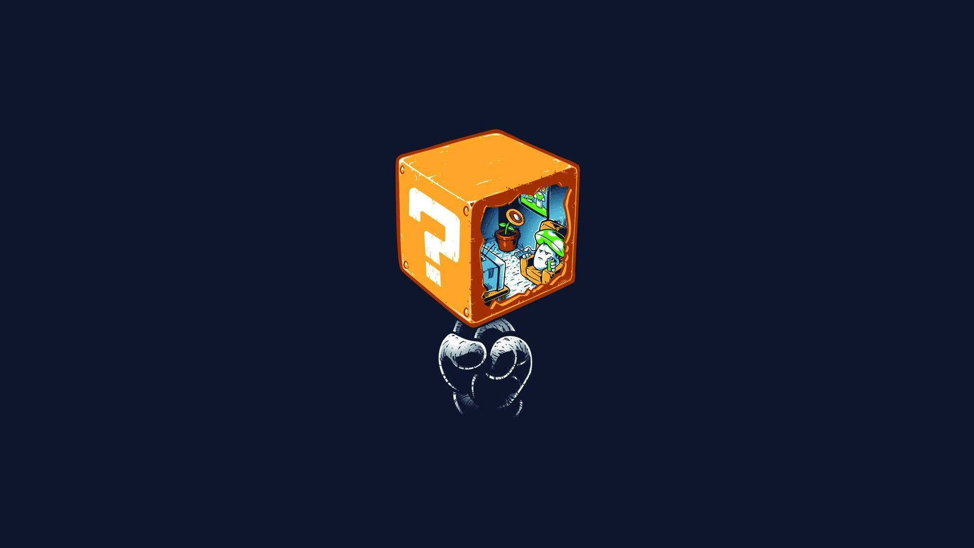 Plants Vs Zombies, orange question block, white question mark, Full HD Desktop Wallpaper