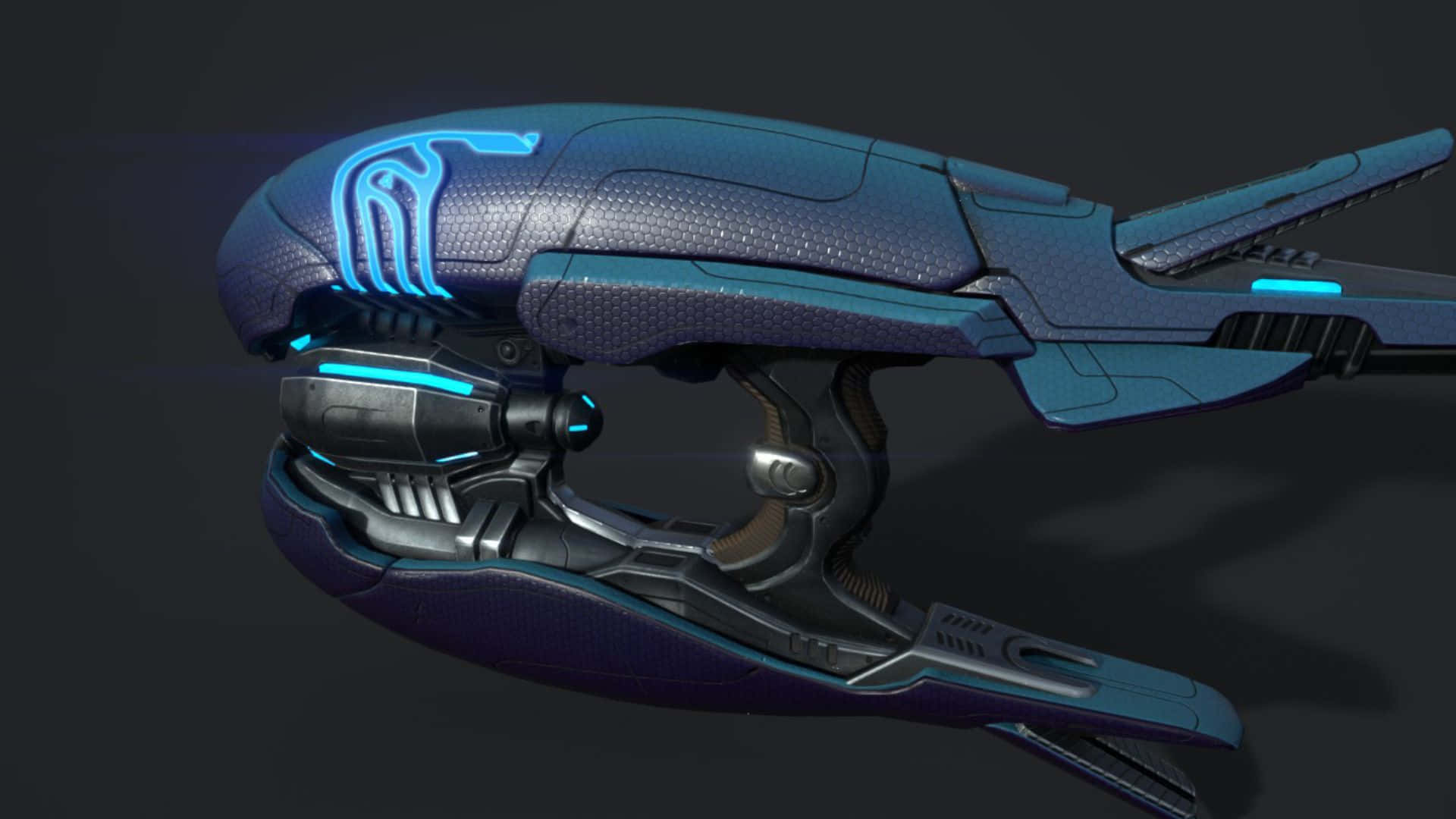 Plasma Rifle, glowing blue accents, textured dark blue hull, Full HD Desktop Wallpaper