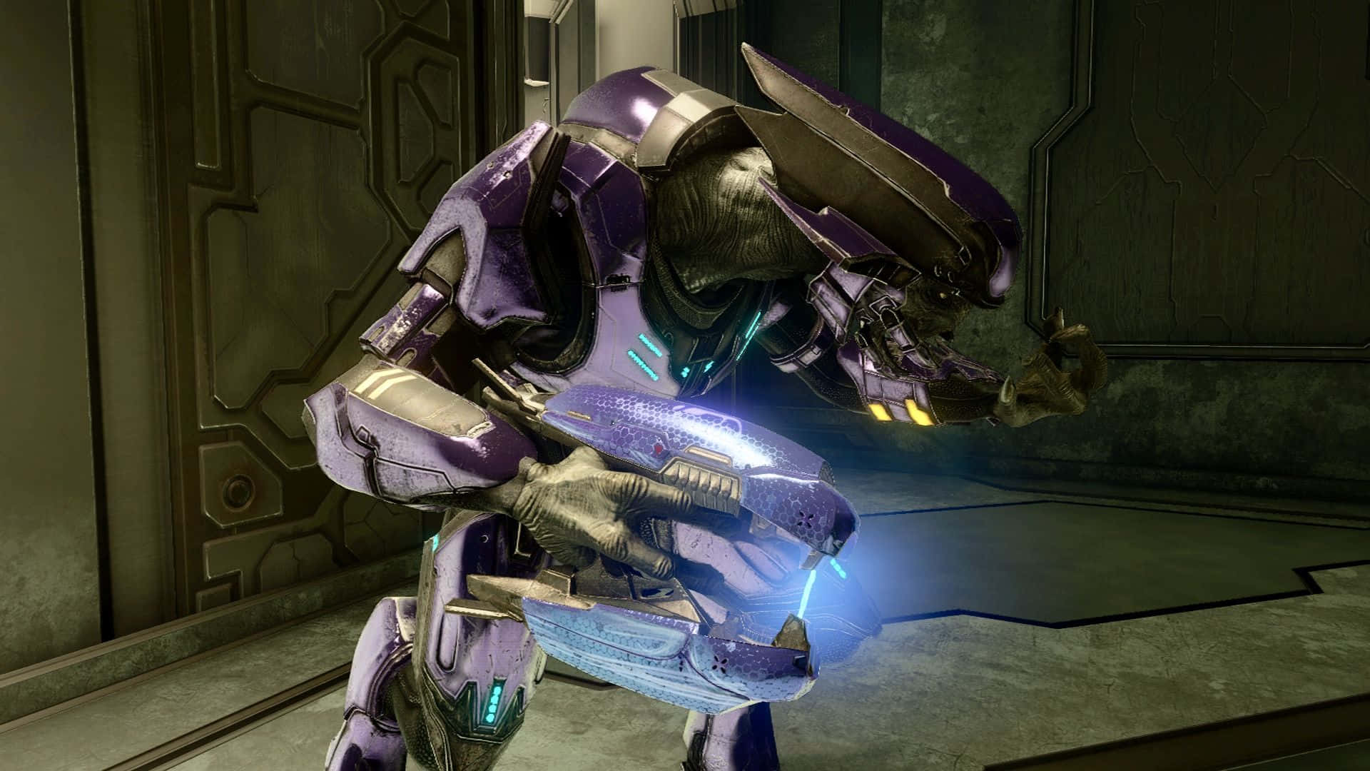 plasma rifle, purple armored alien warrior, futuristic armor, Full HD Desktop Wallpaper
