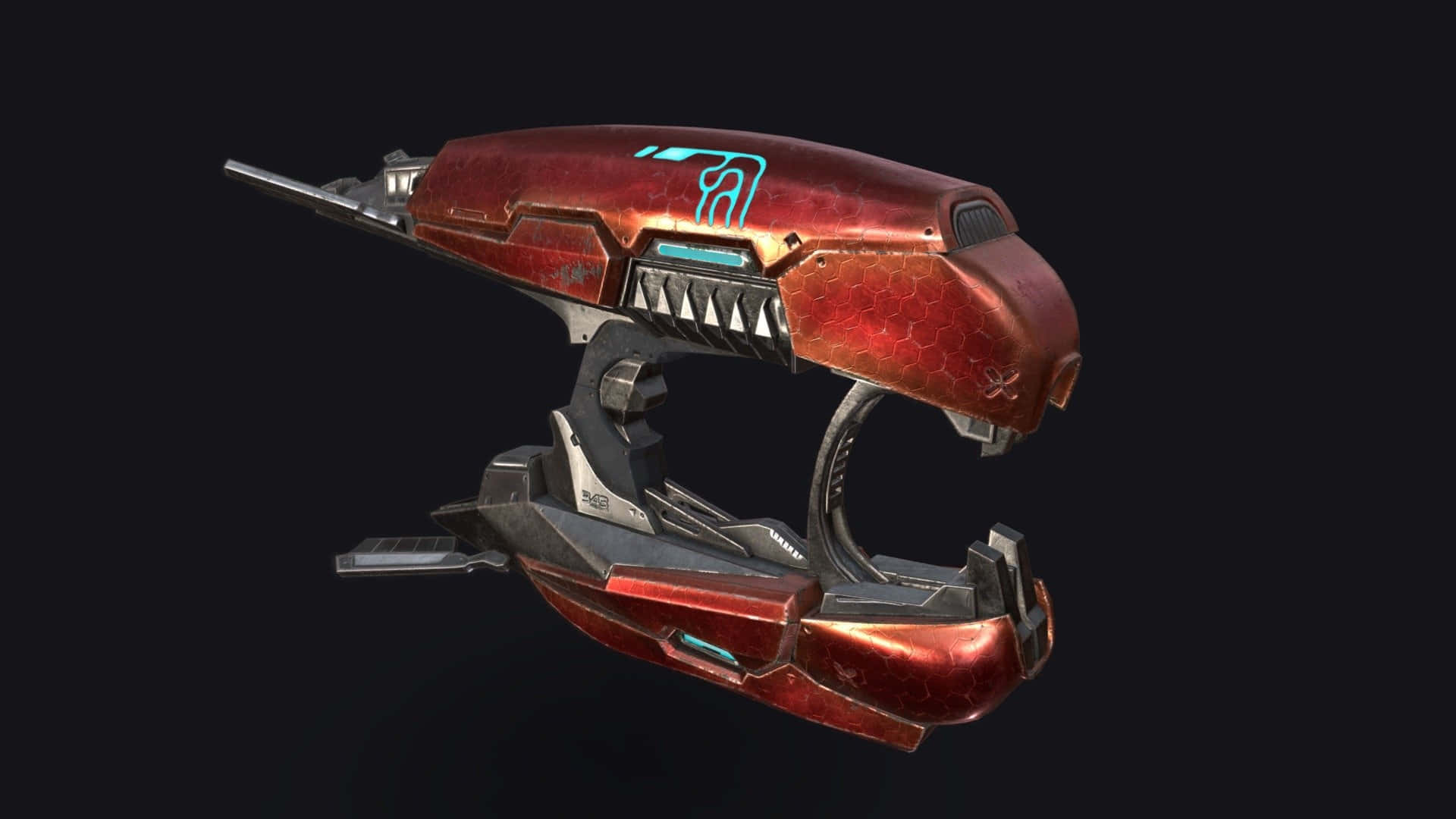 plasma rifle, red and black, glowing blue accents, Full HD Desktop Wallpaper
