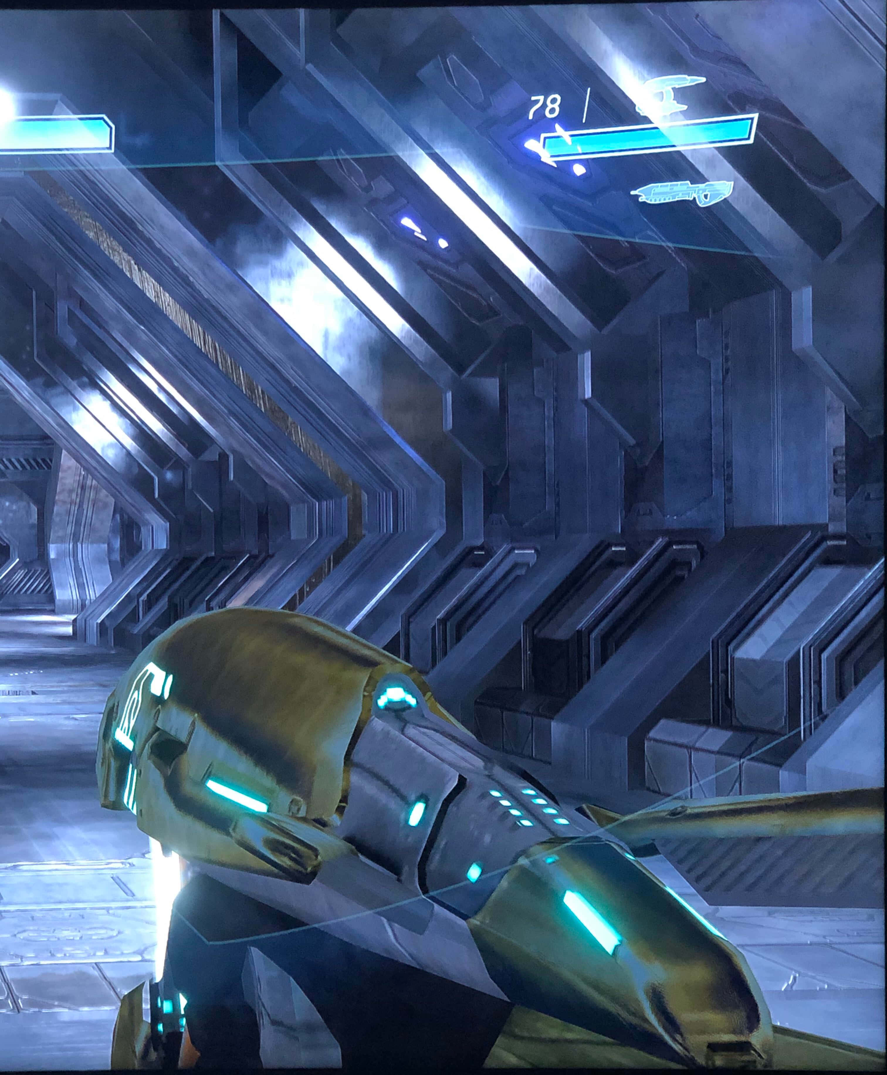 plasma rifle 3024, black background, golden armored figure, 2K Phone Wallpaper