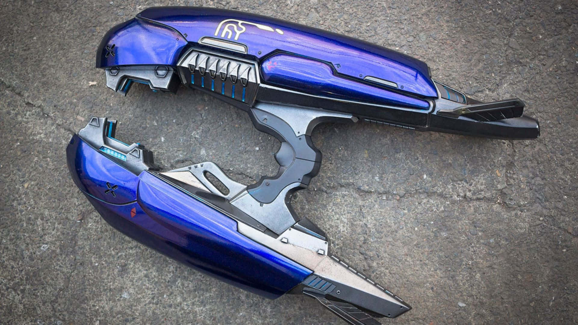 Plasma Rifle, blue, silver, Full HD Desktop Wallpaper