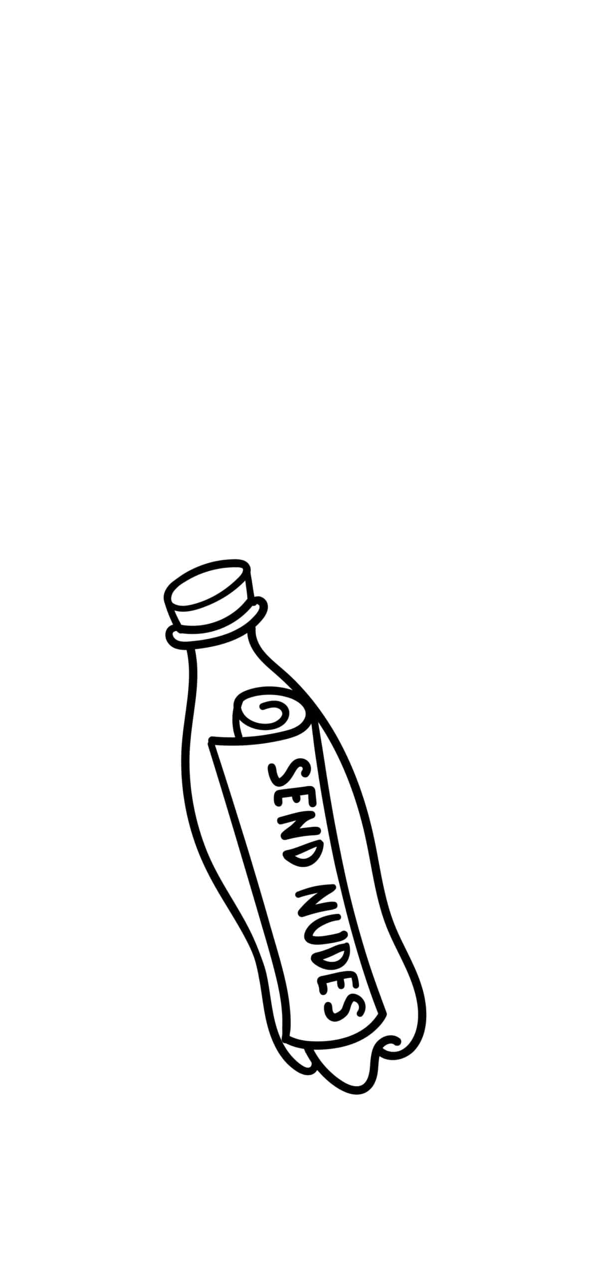 plastic bottle, black and white line drawing, scroll, 2K Phone Wallpaper