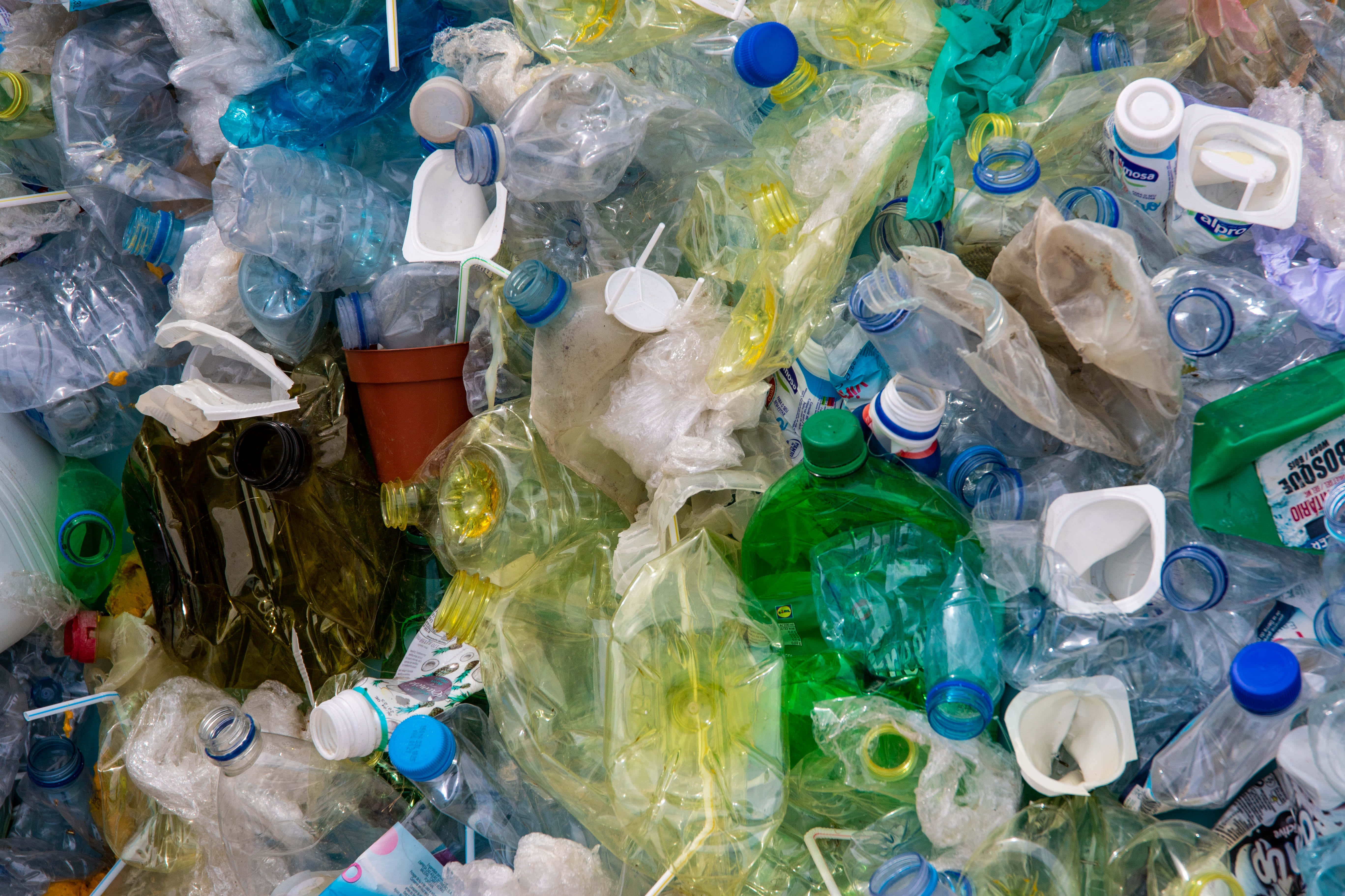 plastic bottles, plastic bags, plastic containers, 5K Desktop Wallpaper