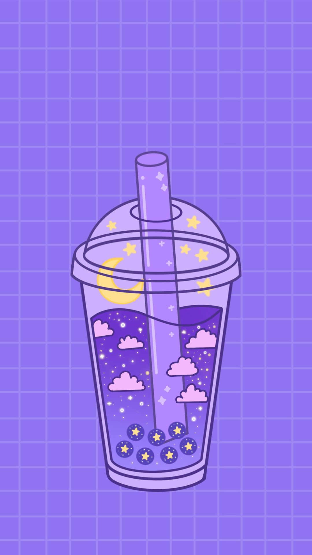 violet plastic, cloud boba tea, stars, Full HD Phone Wallpaper
