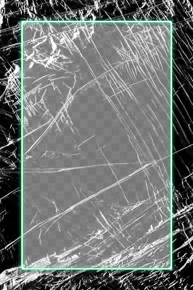 black plastic, cracked screen, glowing green border, SD Phone Wallpaper