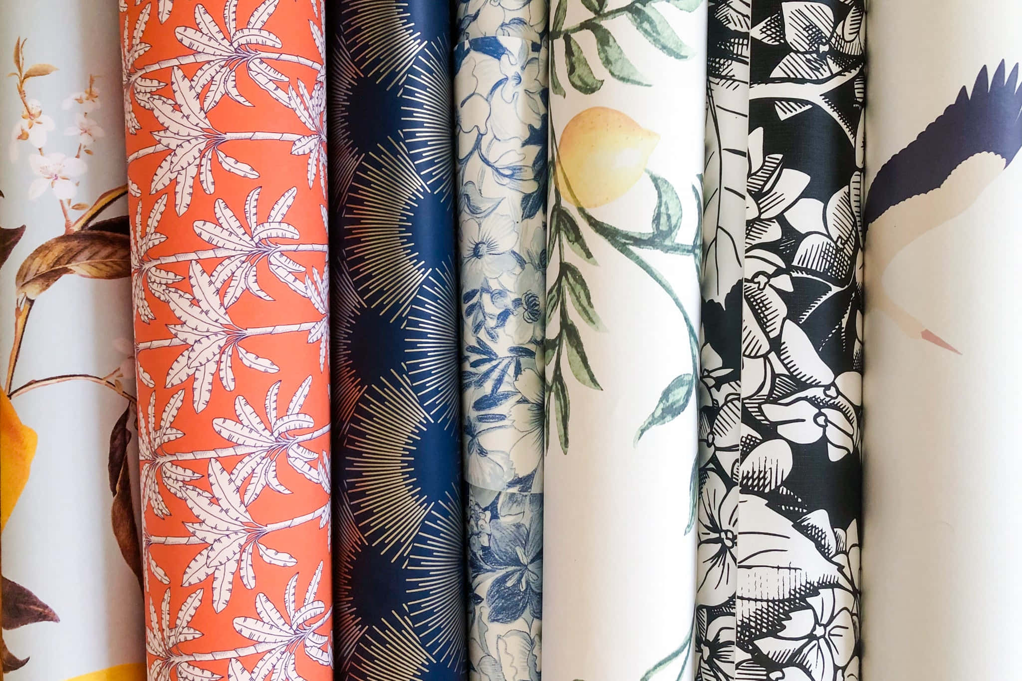 synthetic peel and stick, tropical palm prints, citrus motifs, Full HD Desktop Wallpaper