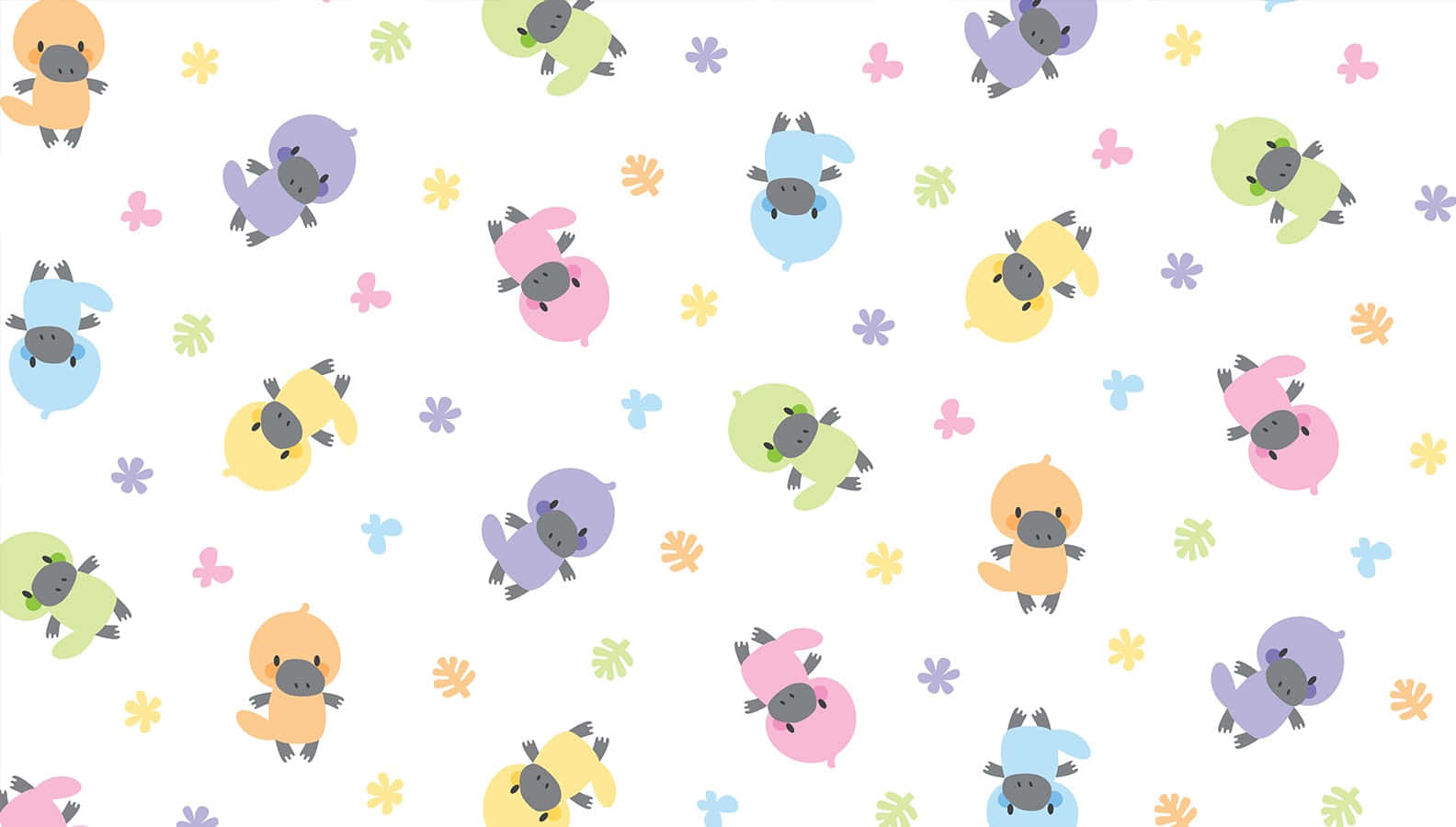 colorful platypus pattern, pastel colors, tiny flowers, HD Desktop Wallpaper