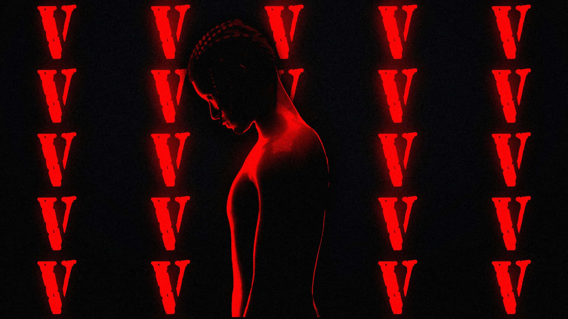 Playboi Carti, PC, glowing red letter V's, Full HD Desktop Wallpaper