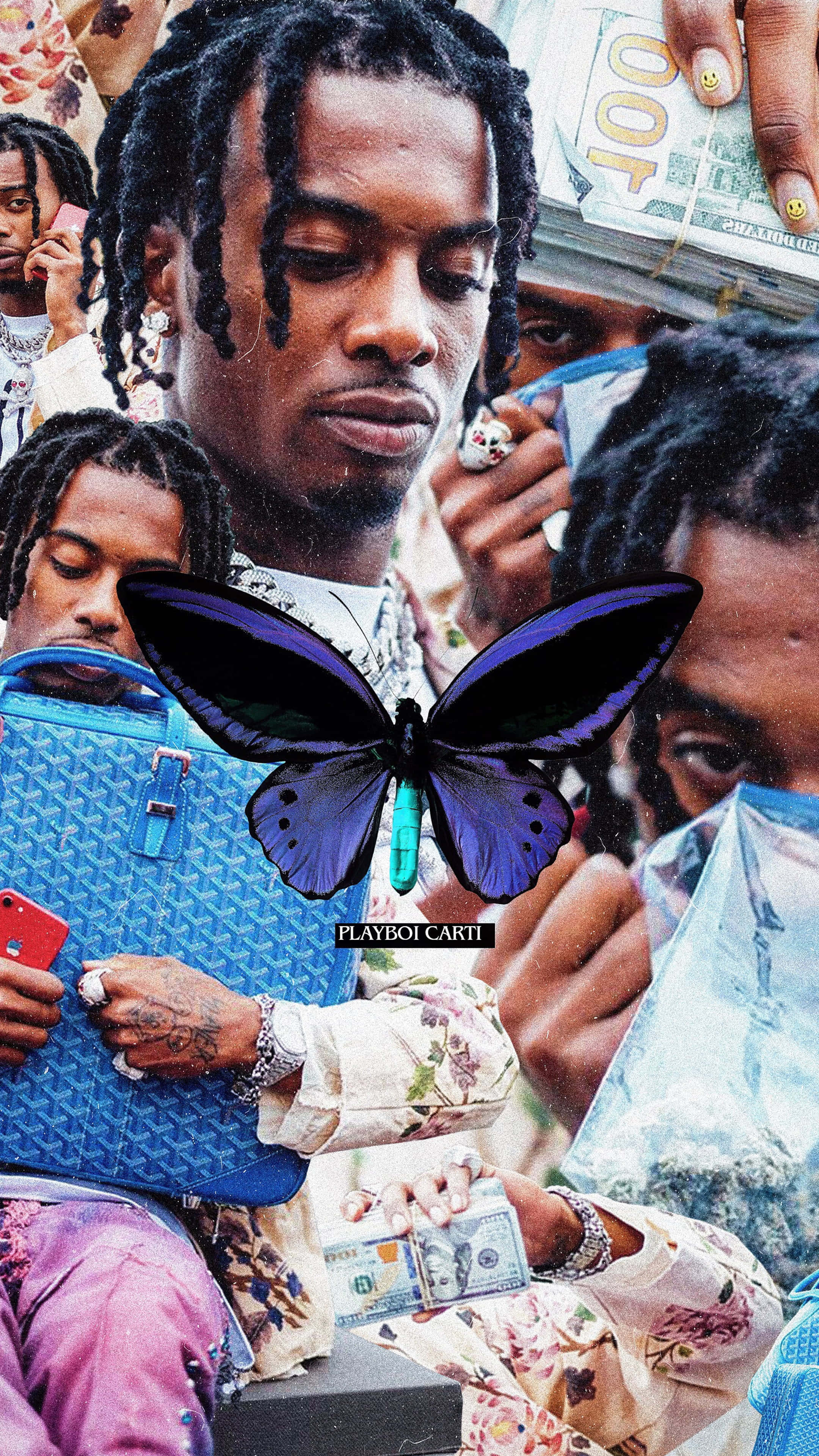 Playboi Carti, butterfly, purple butterfly, 4K Phone Wallpaper