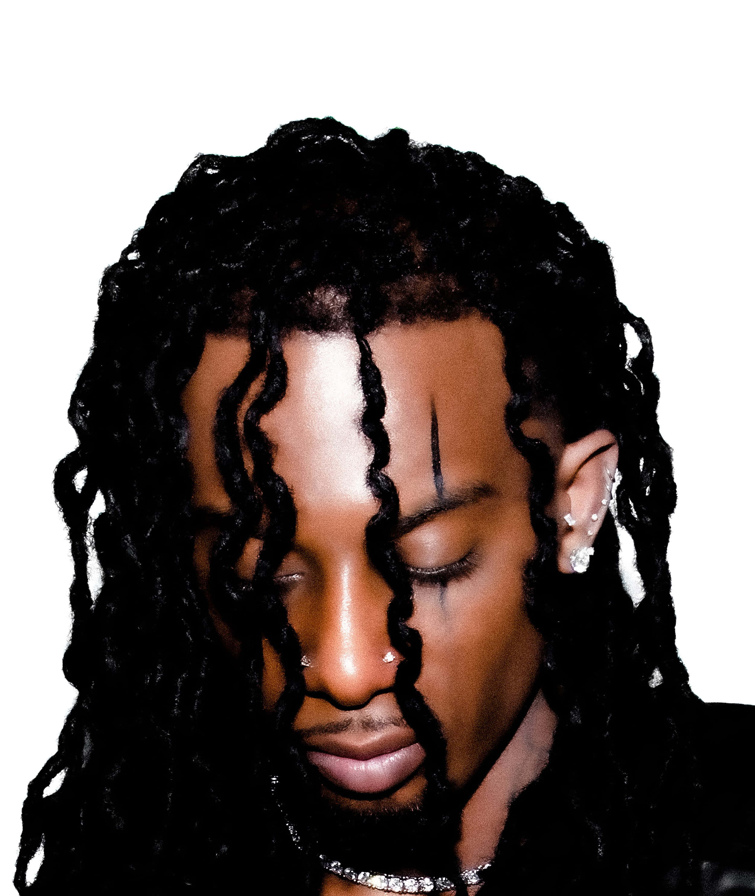 Playboi Carti, long black dreadlocks, closed eyes, 2K Phone Wallpaper