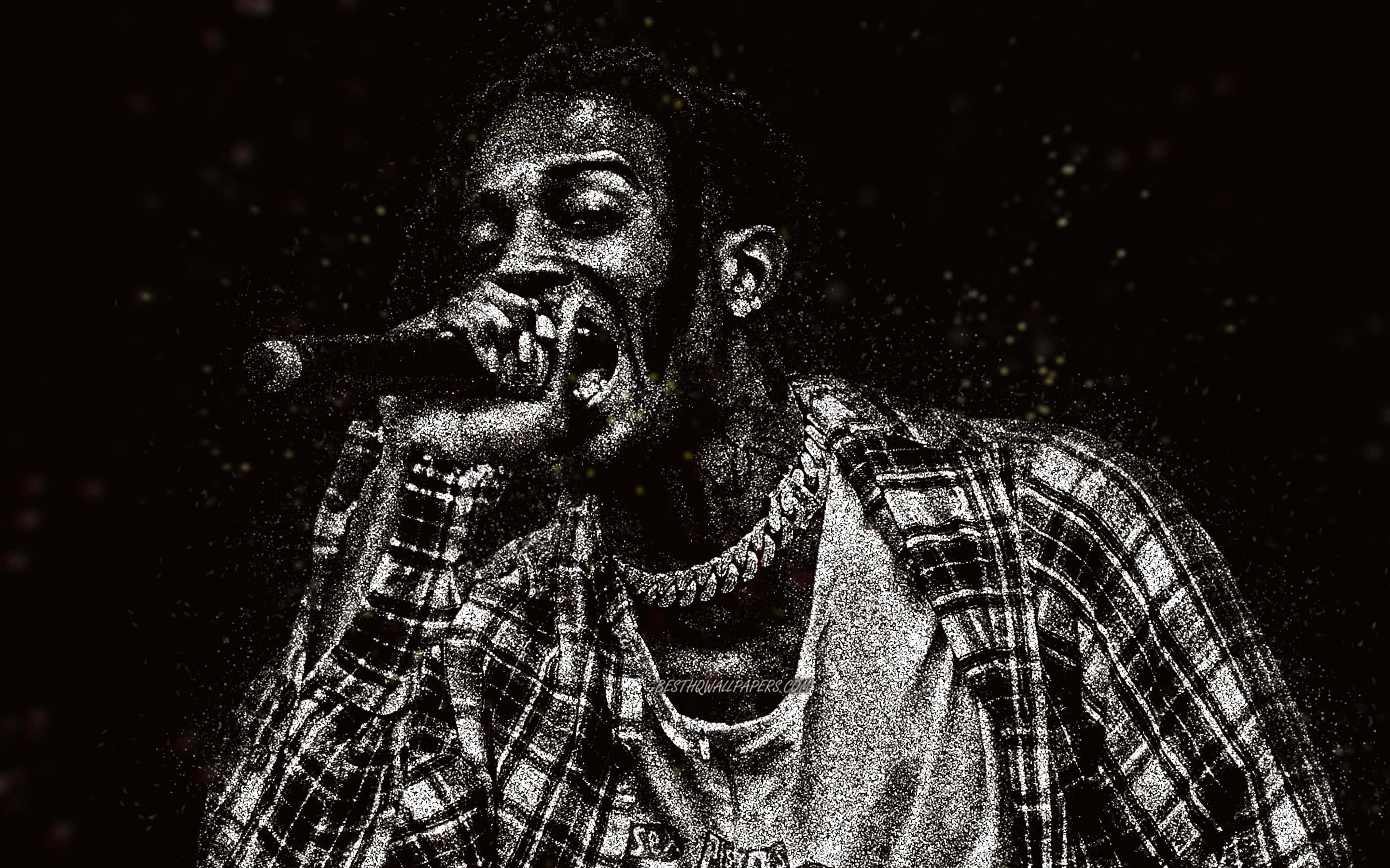 Playboi Carti, monochrome, black and white, 2K Desktop Wallpaper