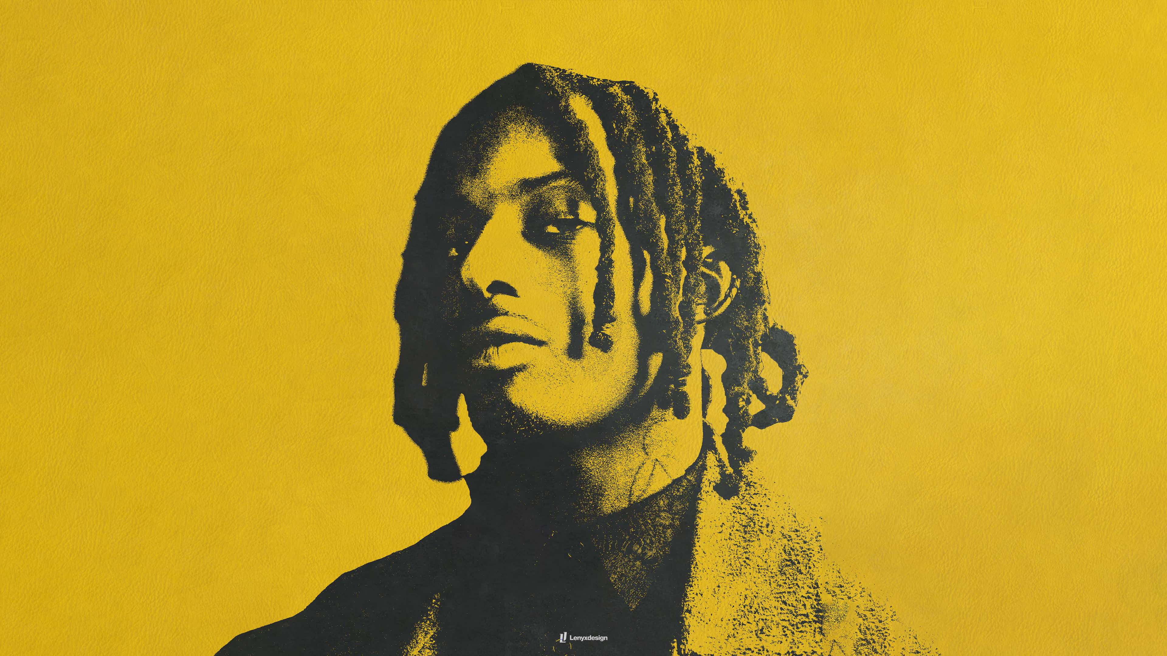 Playboi Carti, dreadlocks, yellow background, 4K Desktop Wallpaper