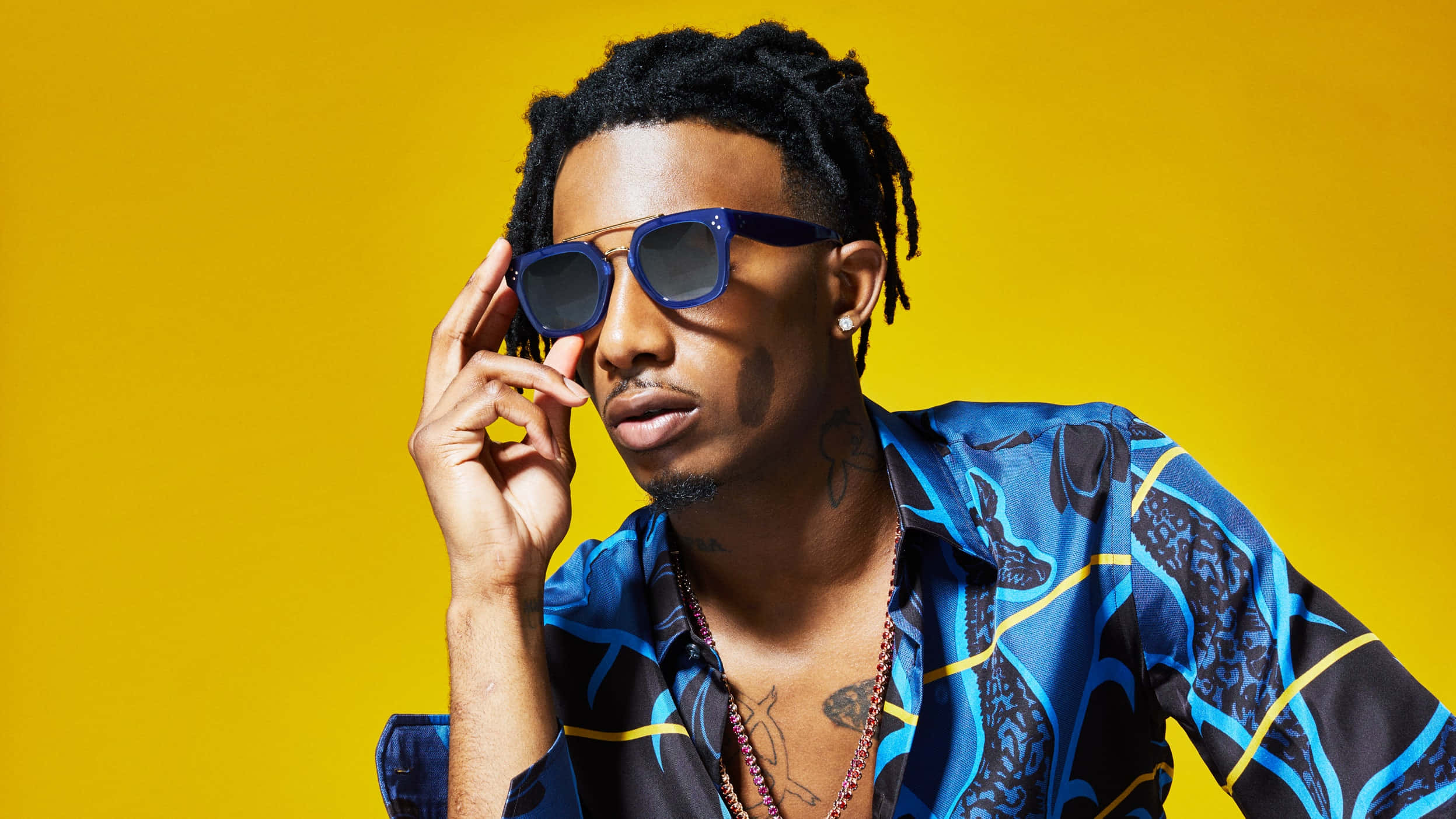 Playboi Carti, dreadlocks, blue sunglasses, Full HD Desktop Wallpaper