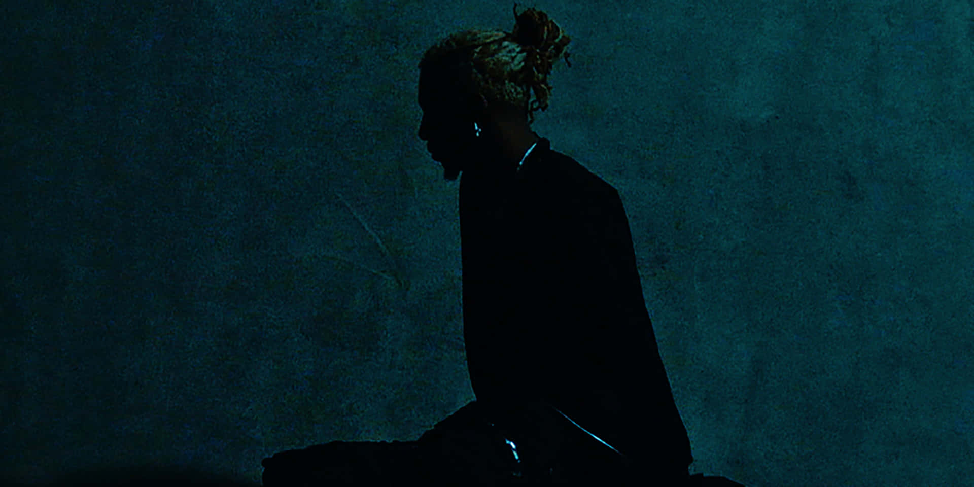 Playboi Carti, teal wall, dim blue lighting, Full HD Desktop Wallpaper