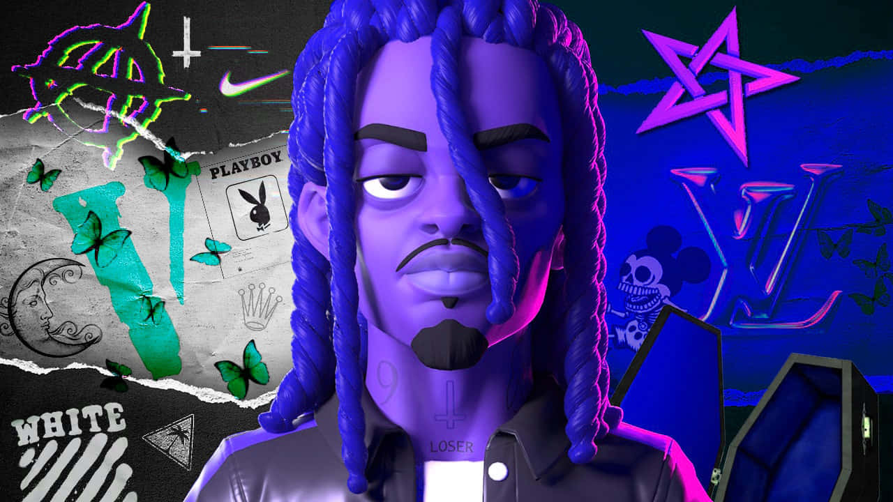 Playboi Carti, purple-haired, tattoos, HD Desktop Wallpaper