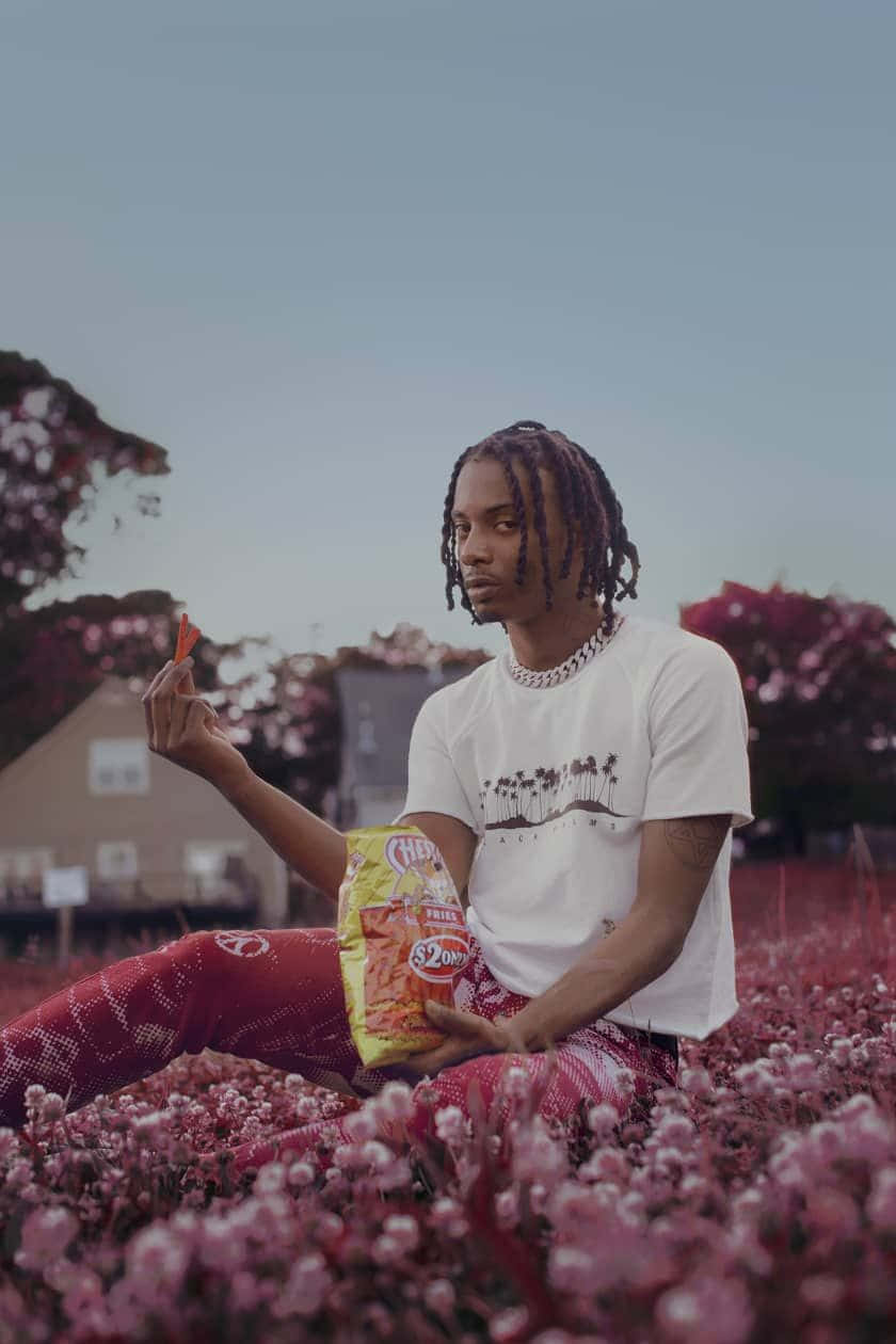 Playboi Carti, iPhone, pink flowers, SD Phone Wallpaper