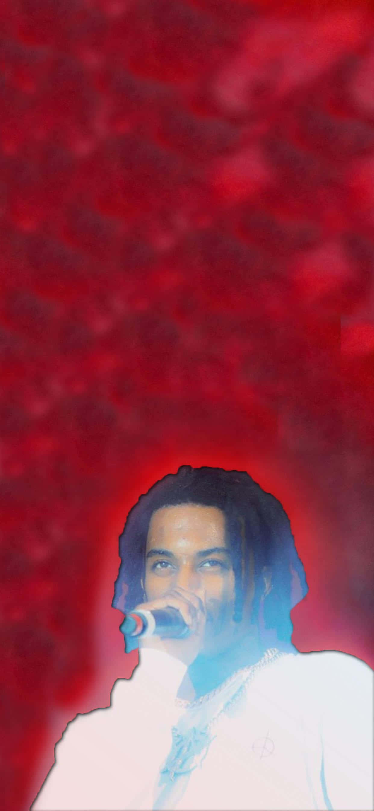 Playboi Carti, dreadlocks, glowing red smoky backdrop, 2K Phone Wallpaper