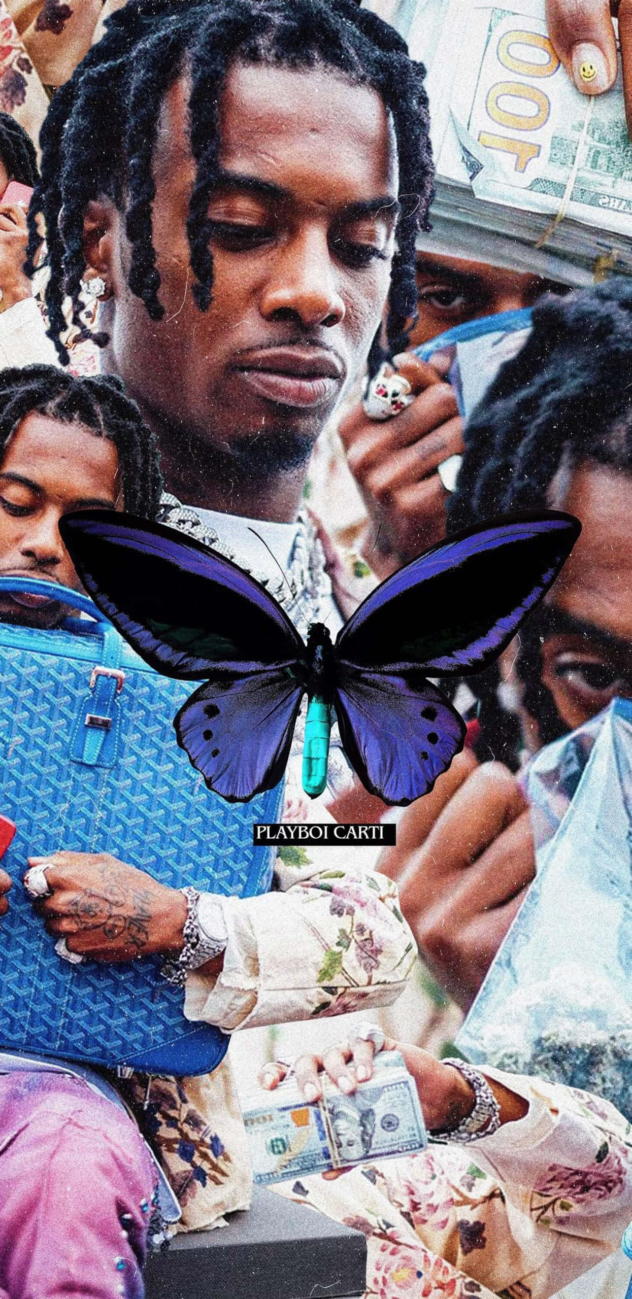Playboi Carti, purple butterfly, iPhone, 2K Phone Wallpaper