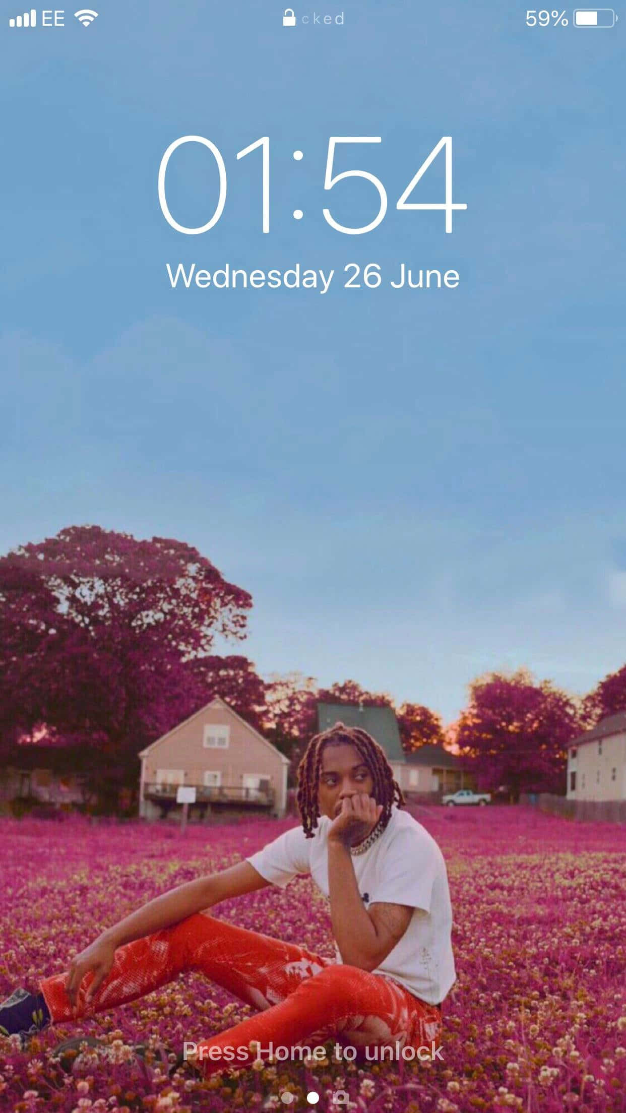 Playboi Carti iPhone, pink flowers, twilight sky, Full HD Phone Wallpaper