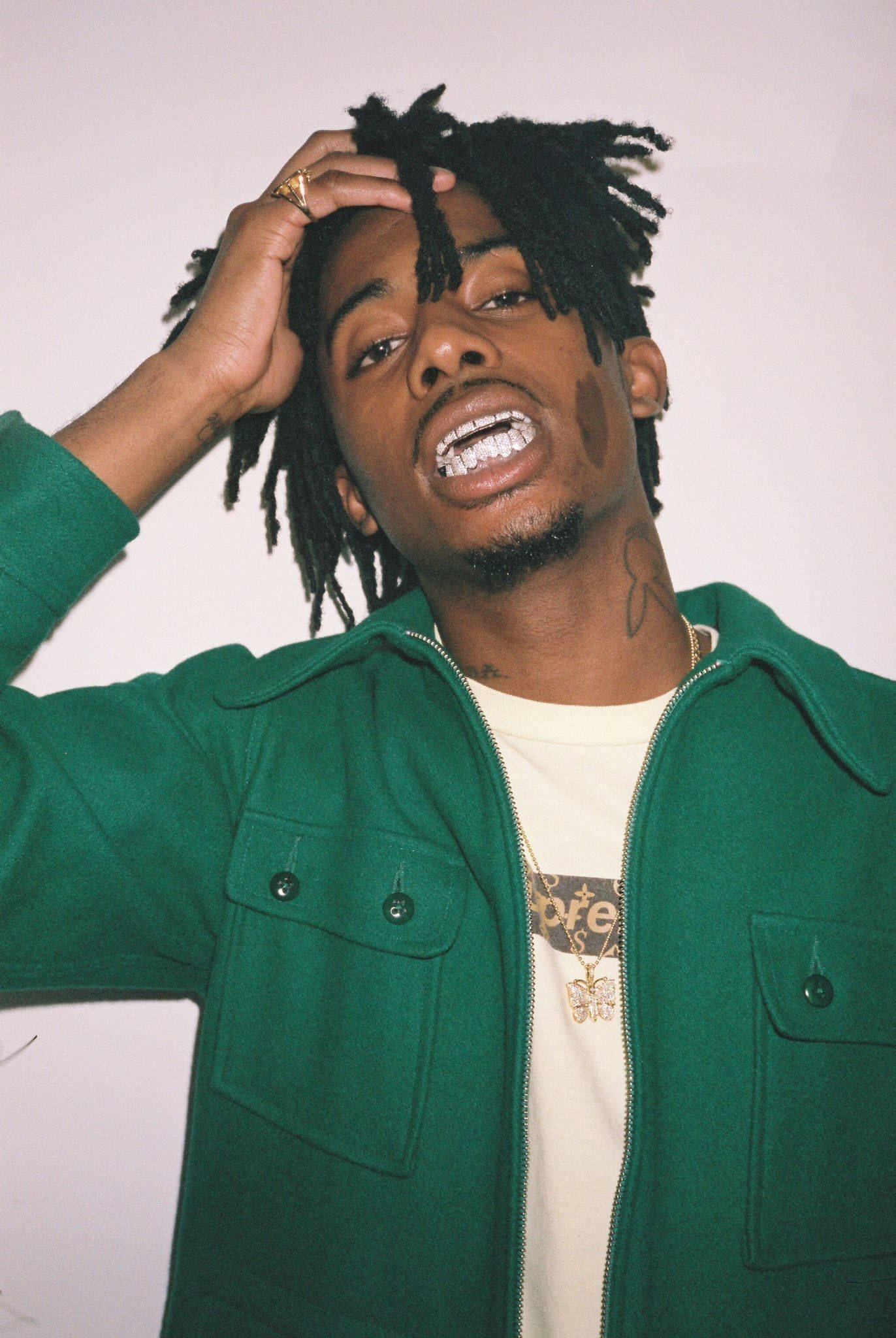 Playboi Carti, dreadlocks, green jacket, Full HD Phone Wallpaper