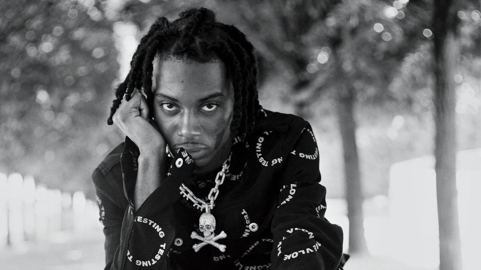 Playboi Carti, dreadlocks, black and white portrait, HD Desktop Wallpaper