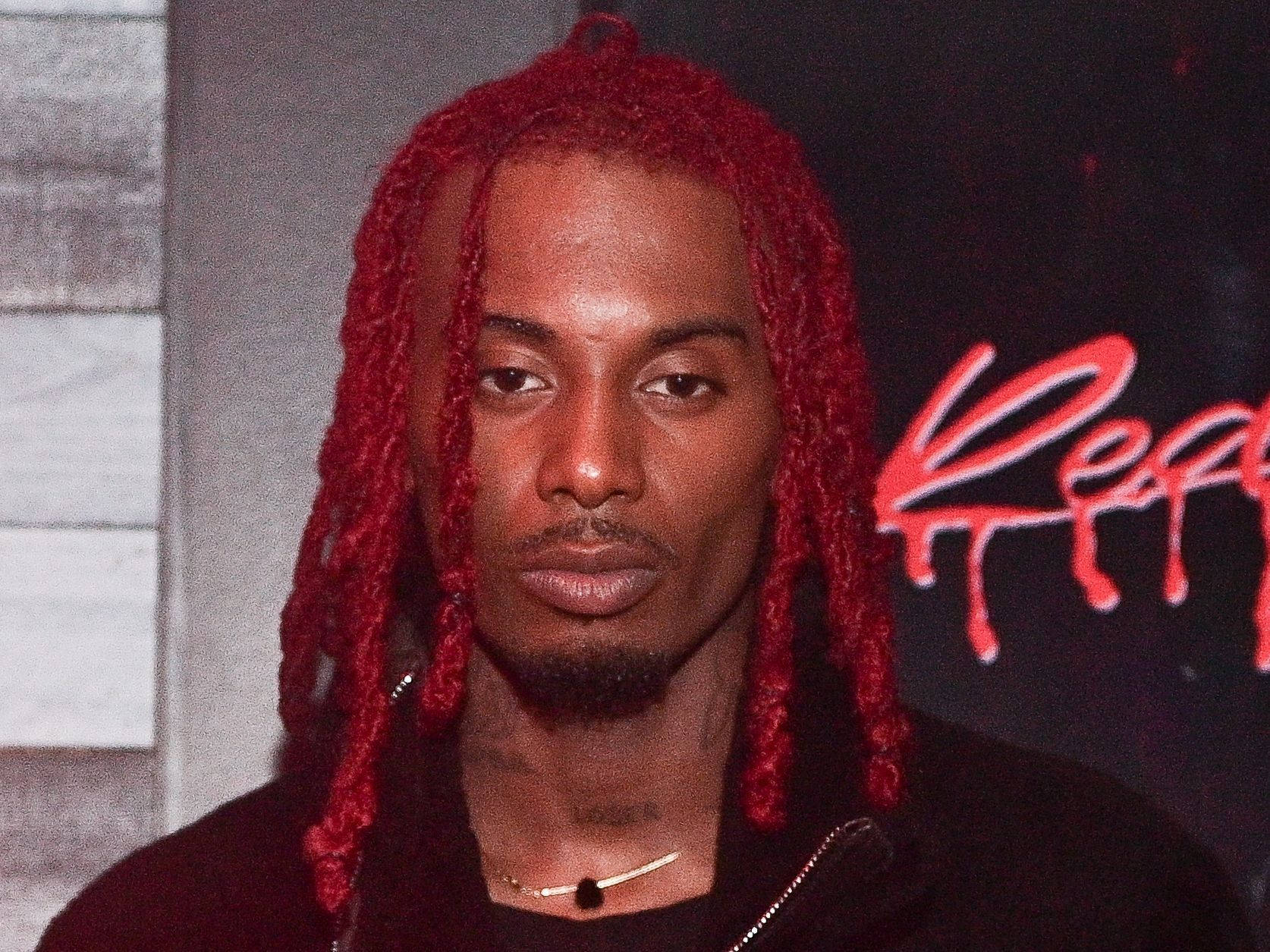Playboi Carti, vibrant red dreadlocks, dark backdrop, HD Desktop Wallpaper