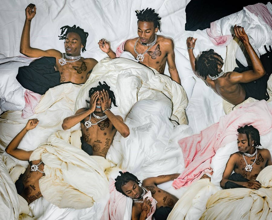 Playboi Carti PFP, bedroom, rumpled white and pink sheets, SD Desktop Wallpaper