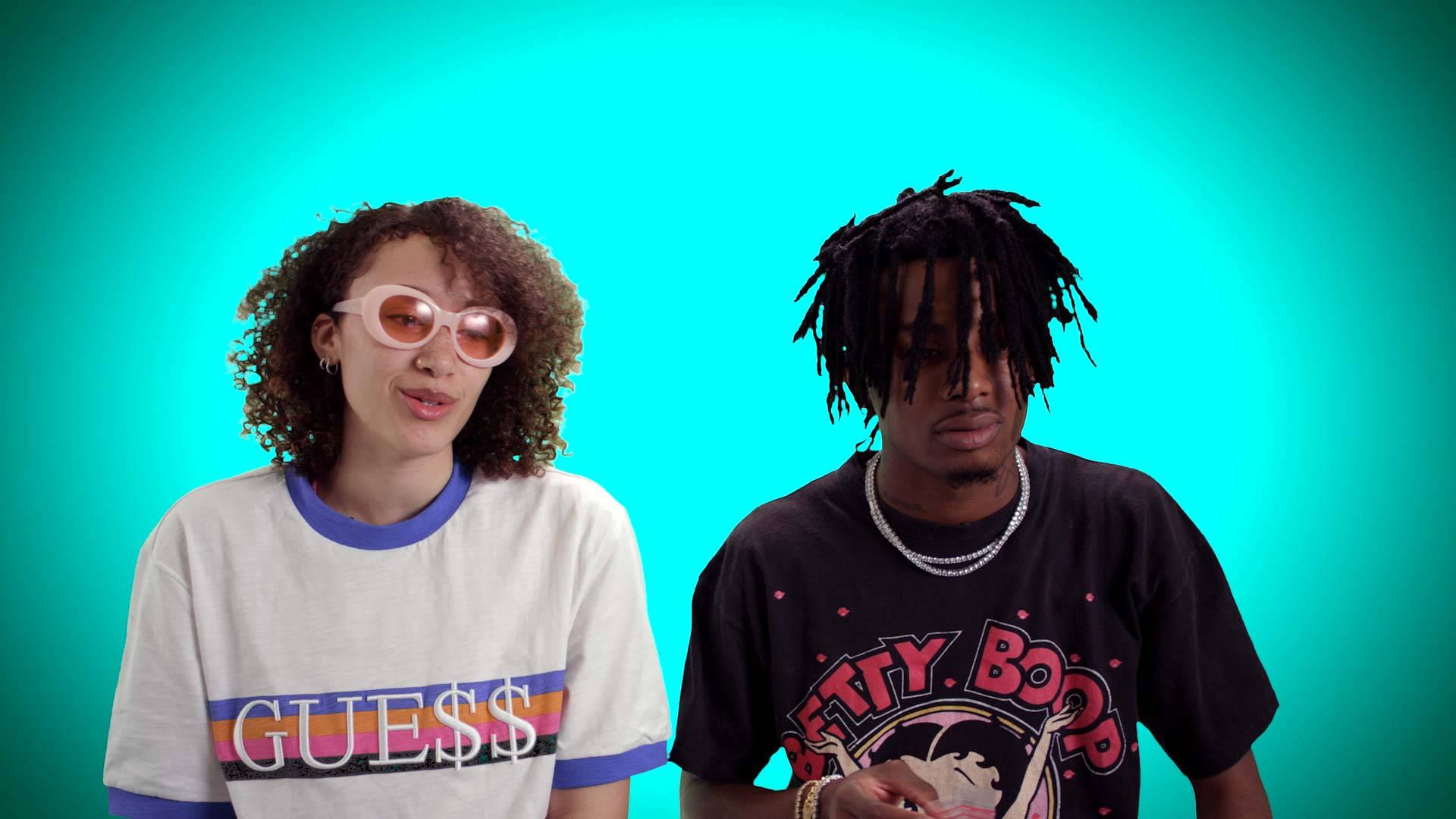 Playboi Carti, teal backdrop, bold sunglasses, Full HD Desktop Wallpaper