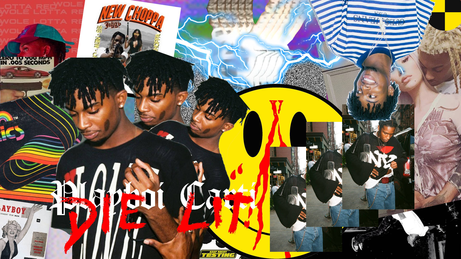 Playboi Carti, collage, hip-hop culture, Full HD Desktop Wallpaper