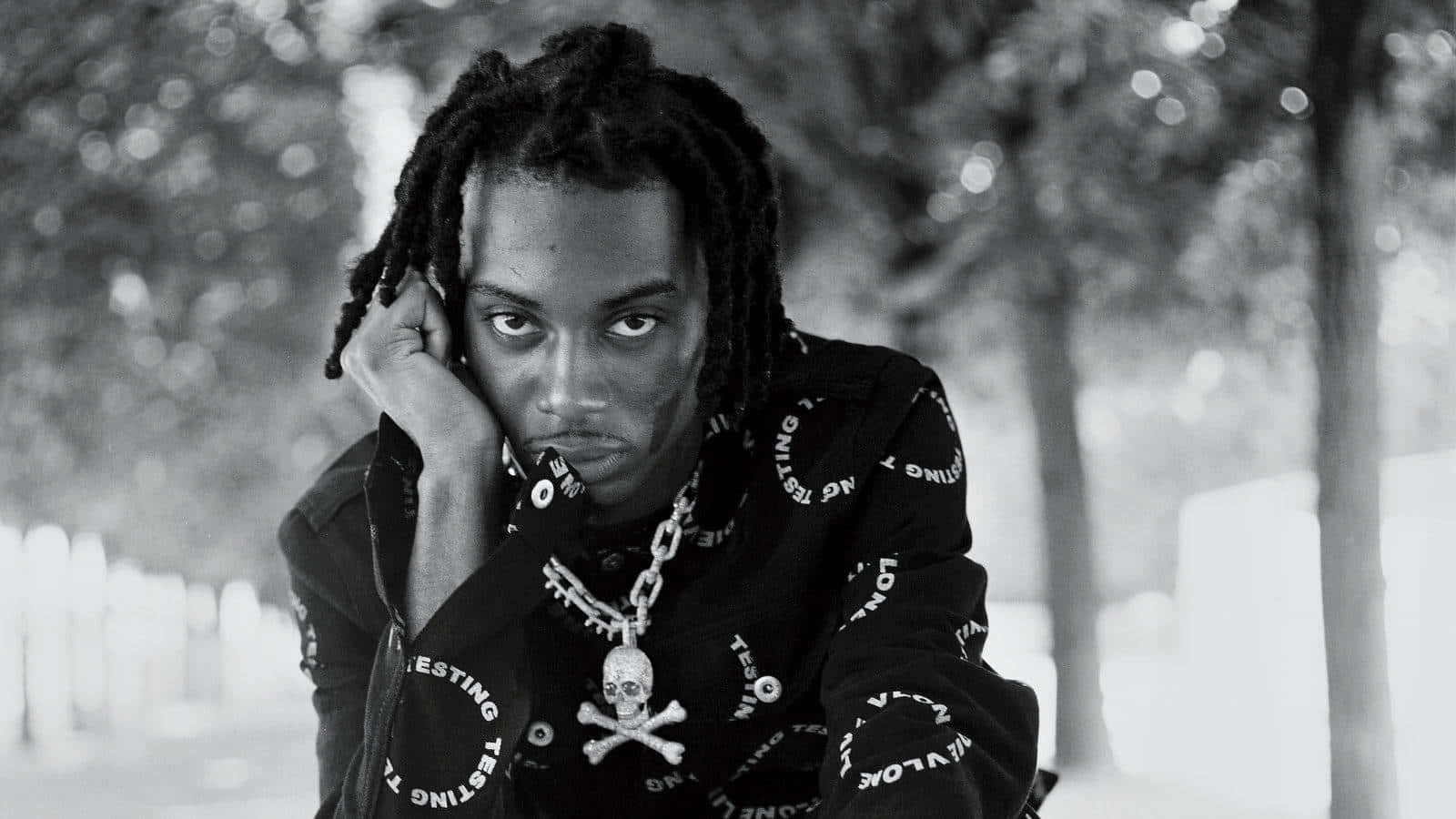 Playboi Carti, dreadlocks, black and white portrait, HD Desktop Wallpaper