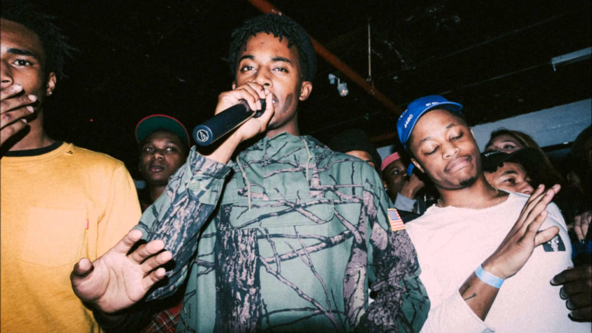 Playboi Carti, camouflage hoodie, mic, Full HD Desktop Wallpaper
