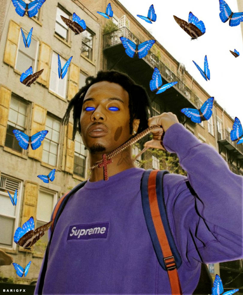 Playboi Carti, glowing blue eyes, dreadlocks, SD Phone Wallpaper