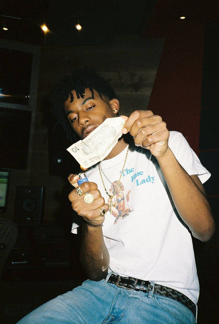 Playboi Carti, dollar bill, dimly lit room, SD Phone Wallpaper