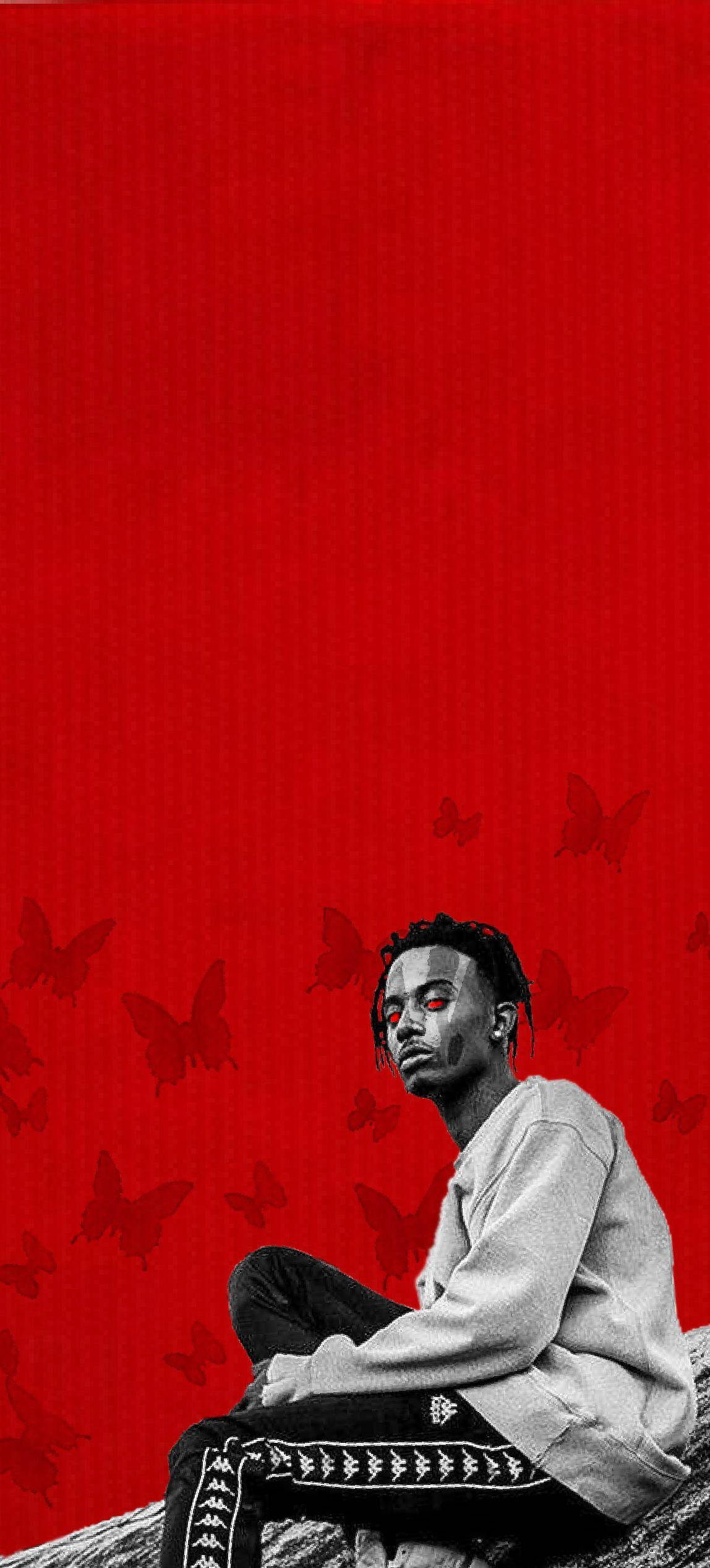 Playboi Carti, red butterflies, red eyes, Full HD Phone Wallpaper