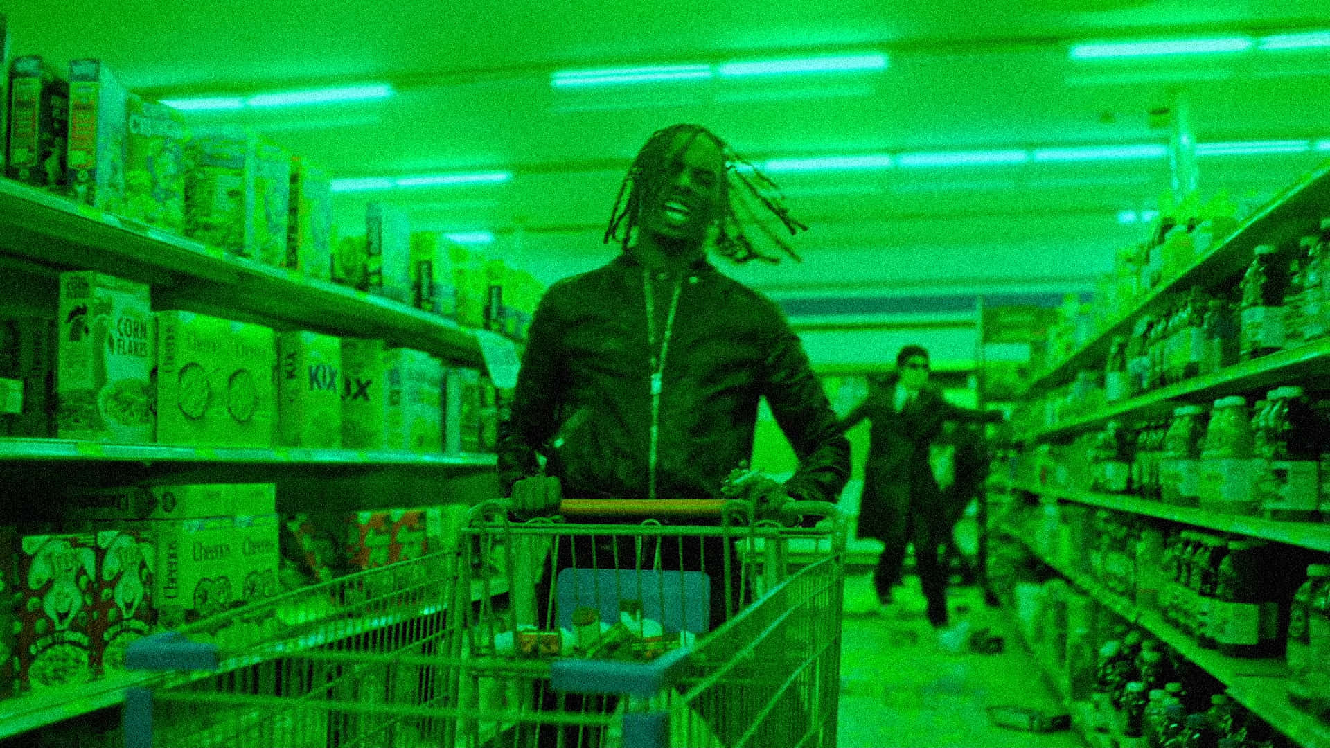 Green Carti, dreadlocks, shopping cart, Full HD Desktop Wallpaper