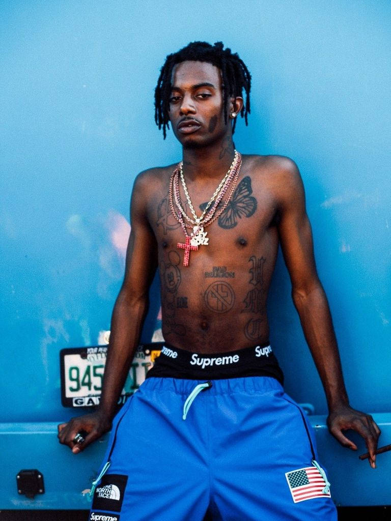 Playboi Carti, blue truck, Supreme shorts, SD Phone Wallpaper