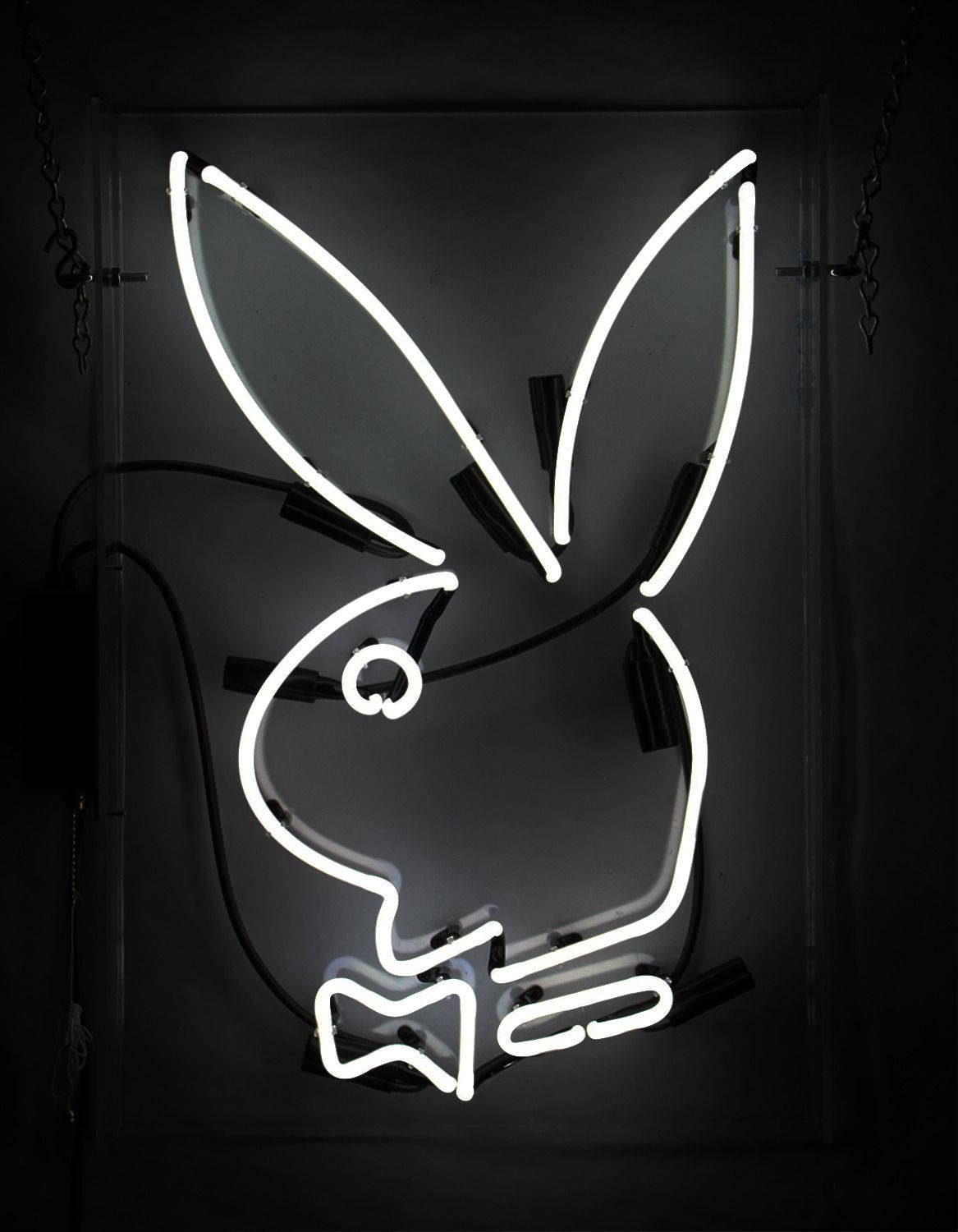 Playboy, white neon sign, rabbit with bow tie, HD Phone Wallpaper