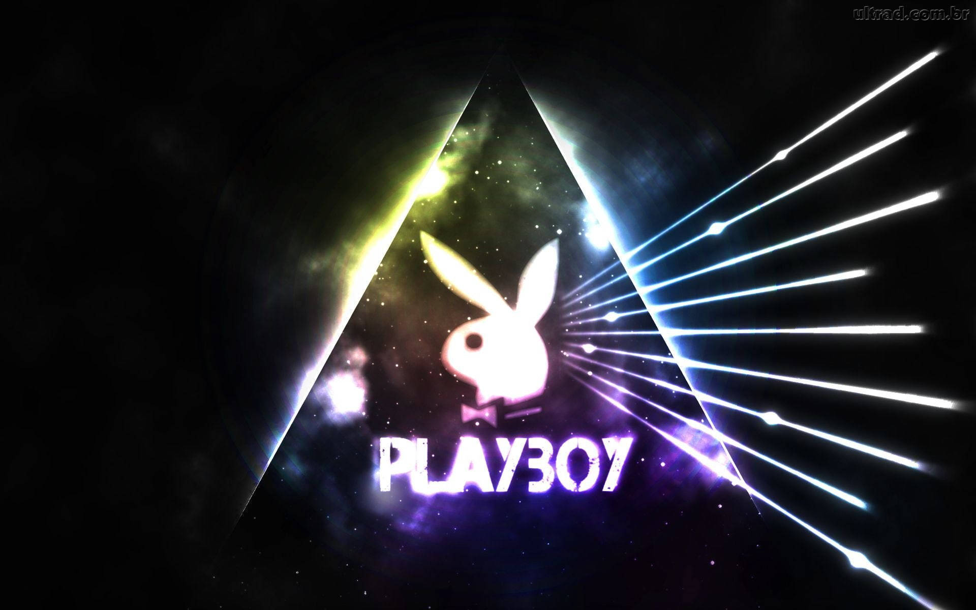 Playboy, glowing rays, cosmic triangle, Full HD Desktop Wallpaper