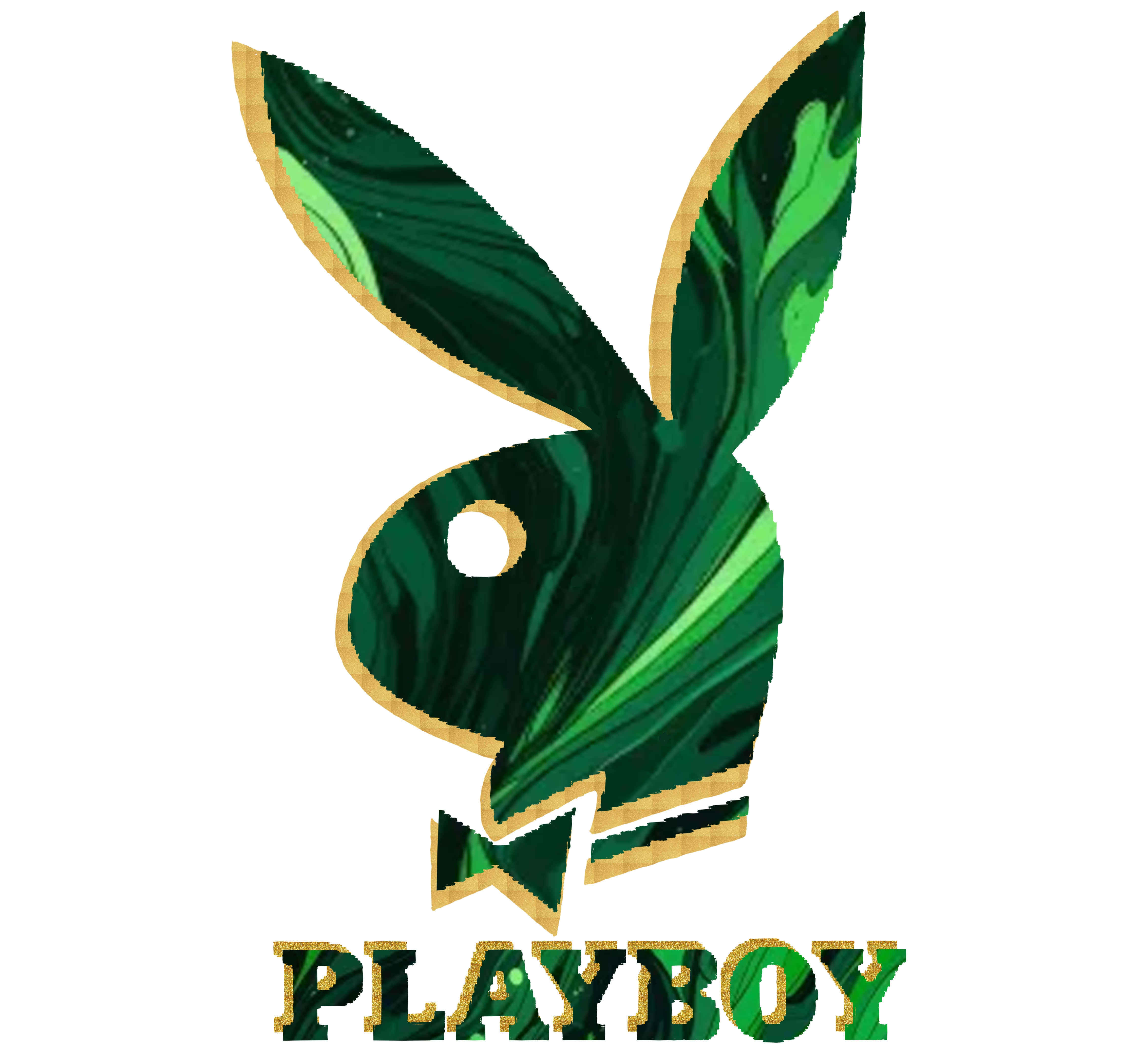 Playboy, green marble texture, gold trim, 4K Desktop Wallpaper
